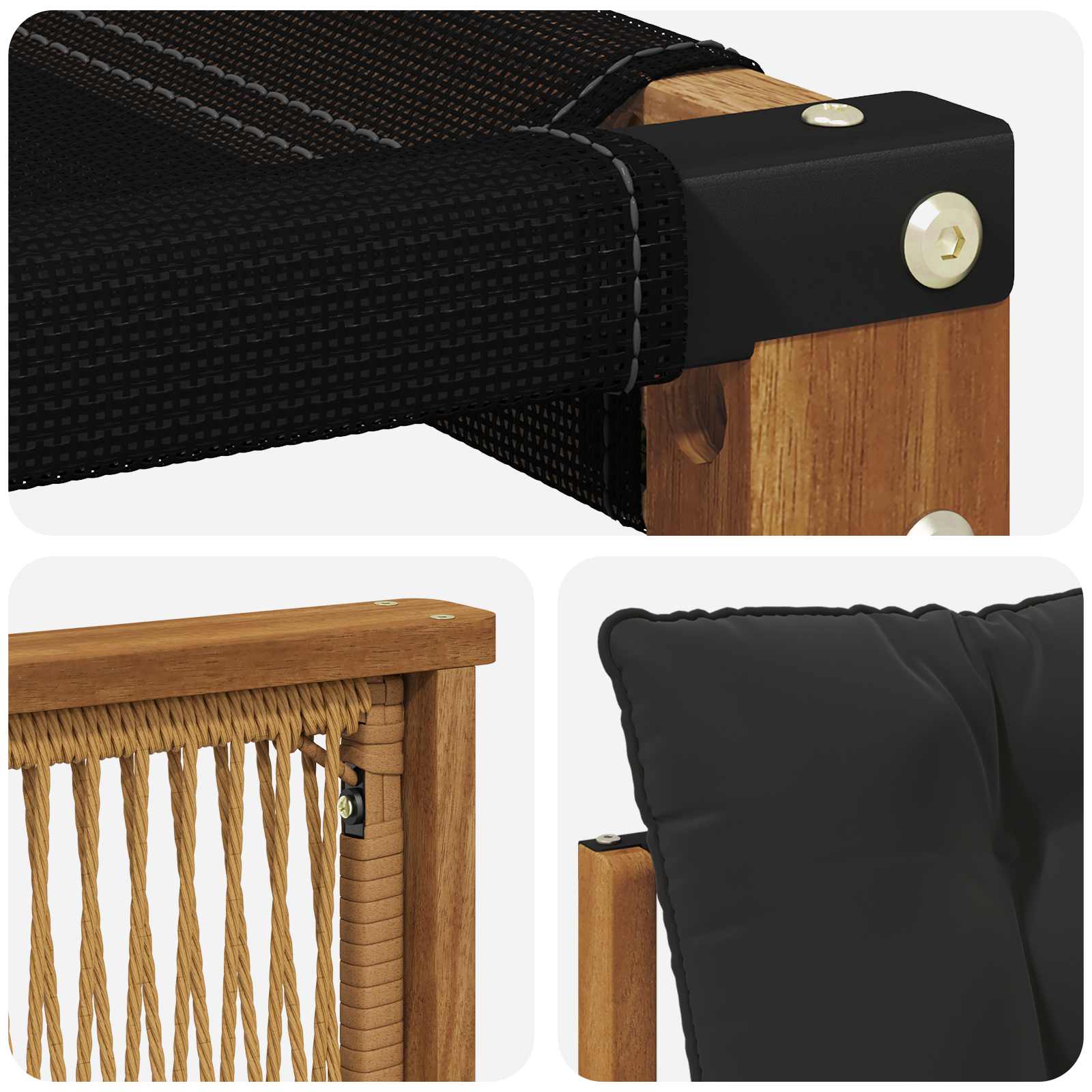 Set vanjskih sofa s jastukom 3 pcs Prirodna i crna