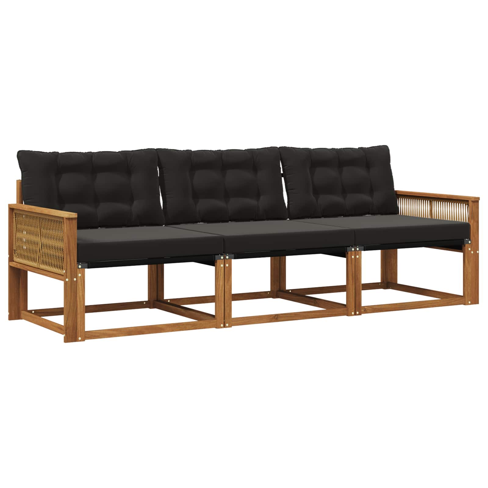 Set vanjskih sofa s jastukom 3 pcs Prirodna i crna