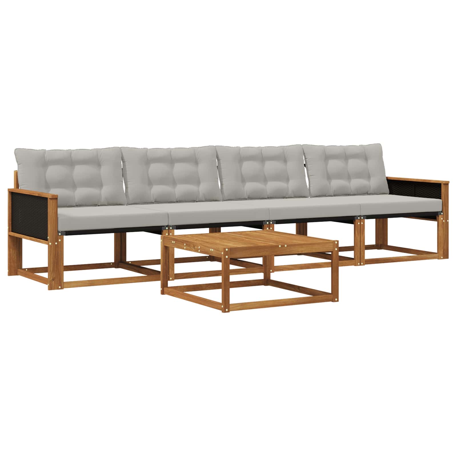 Set vanjskih sofa s jastukom 5 pcs Prirodna i svjetlosiva