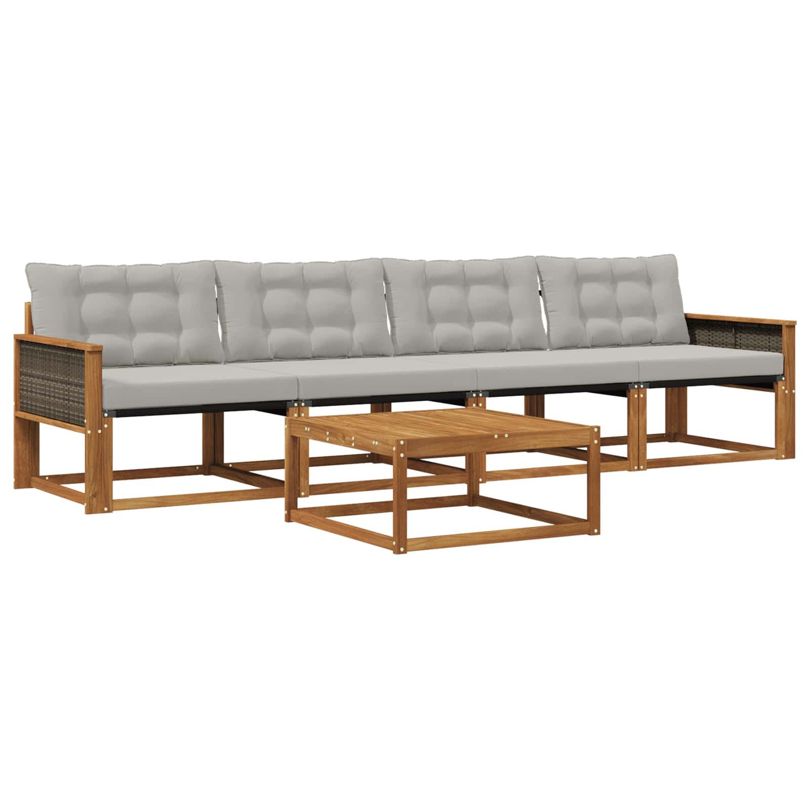 Set vanjskih sofa s jastukom 5 pcs Prirodna i svjetlosiva