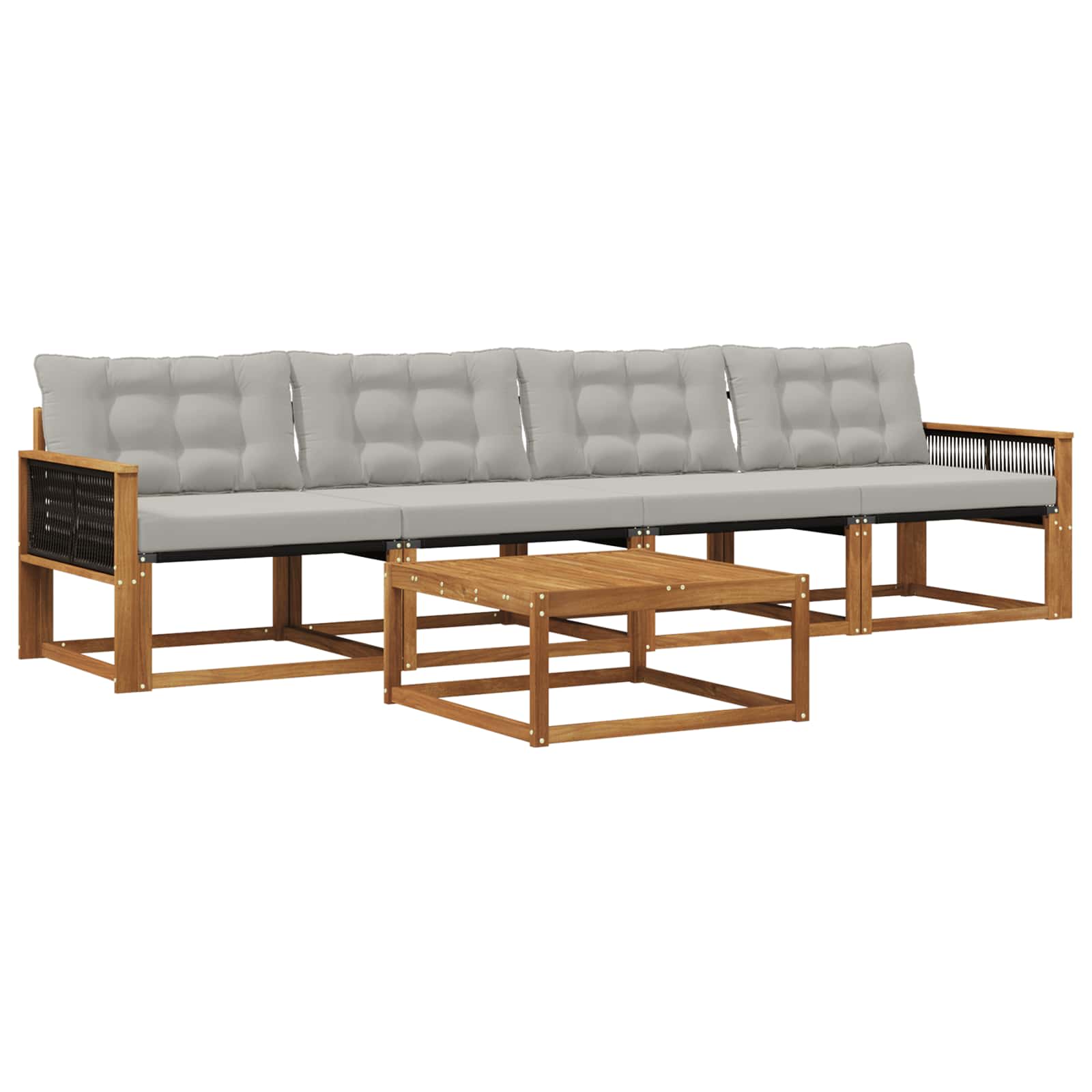 Set vanjskih sofa s jastukom 5 pcs Prirodna i svjetlosiva