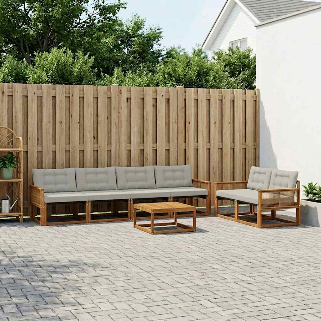 Set vanjskih sofa s jastukom 7 pcs Prirodna i svjetlosiva
