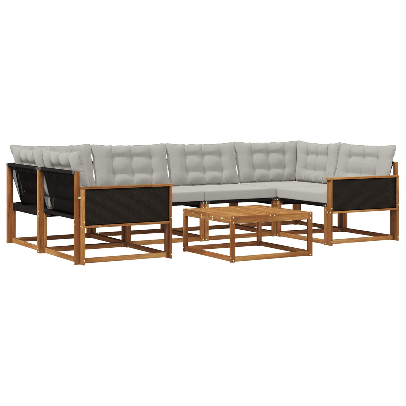 Set vanjskih sofa s jastukom 7 pcs Prirodna i svjetlosiva