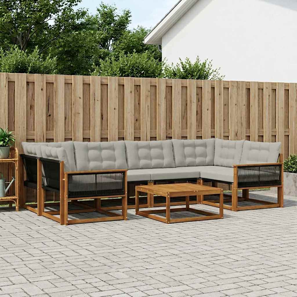 Set vanjskih sofa s jastukom 7 pcs Prirodna i svjetlosiva
