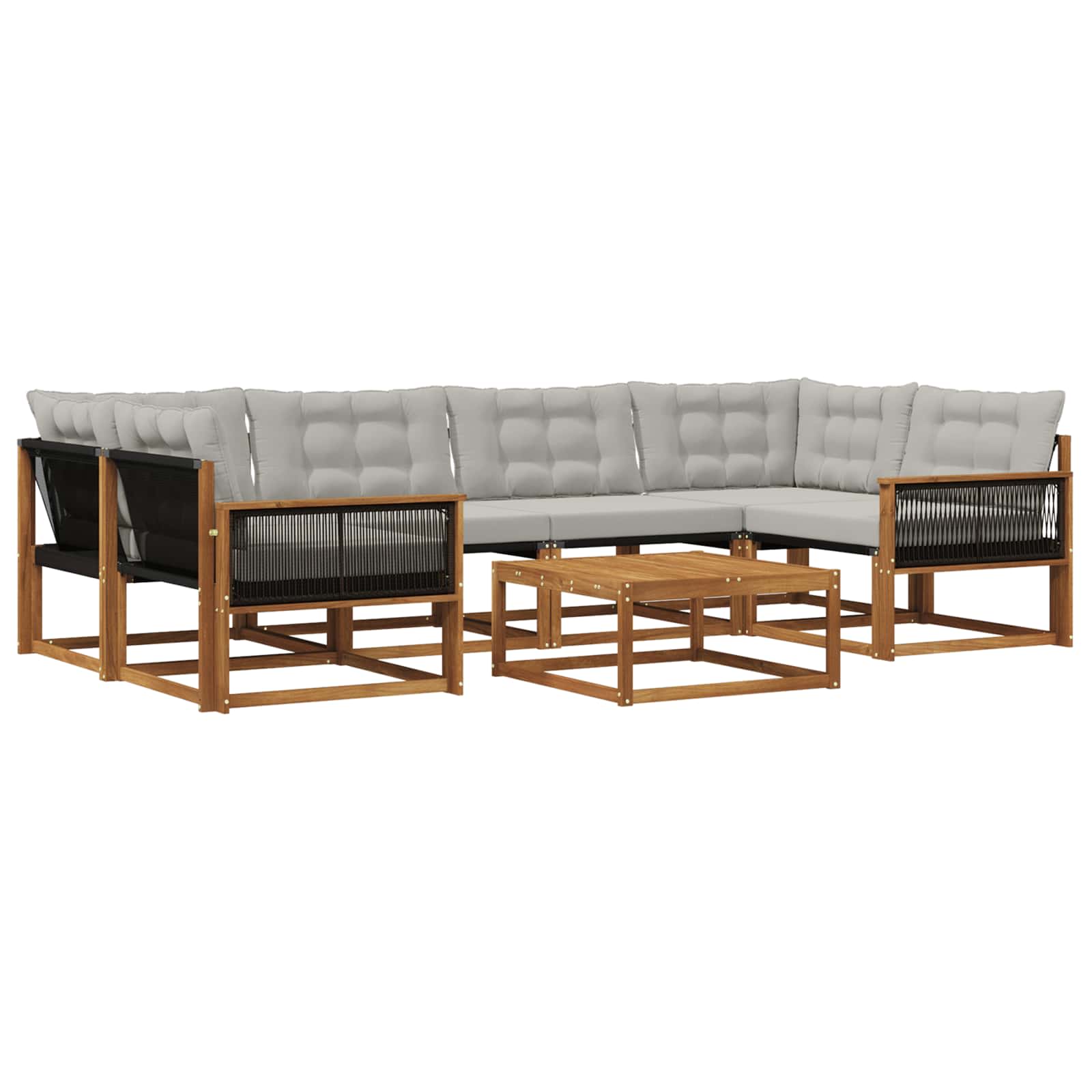 Set vanjskih sofa s jastukom 7 pcs Prirodna i svjetlosiva