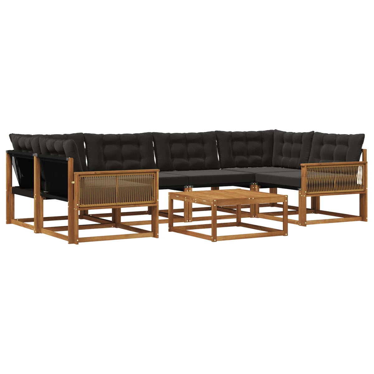 Set vanjskih sofa 7 kom. Prirodna i crna
