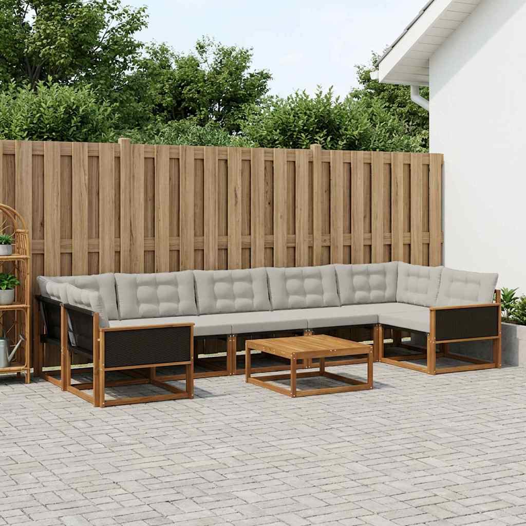 Set vanjskih sofa s jastukom 8 pcs Prirodna i svjetlosiva