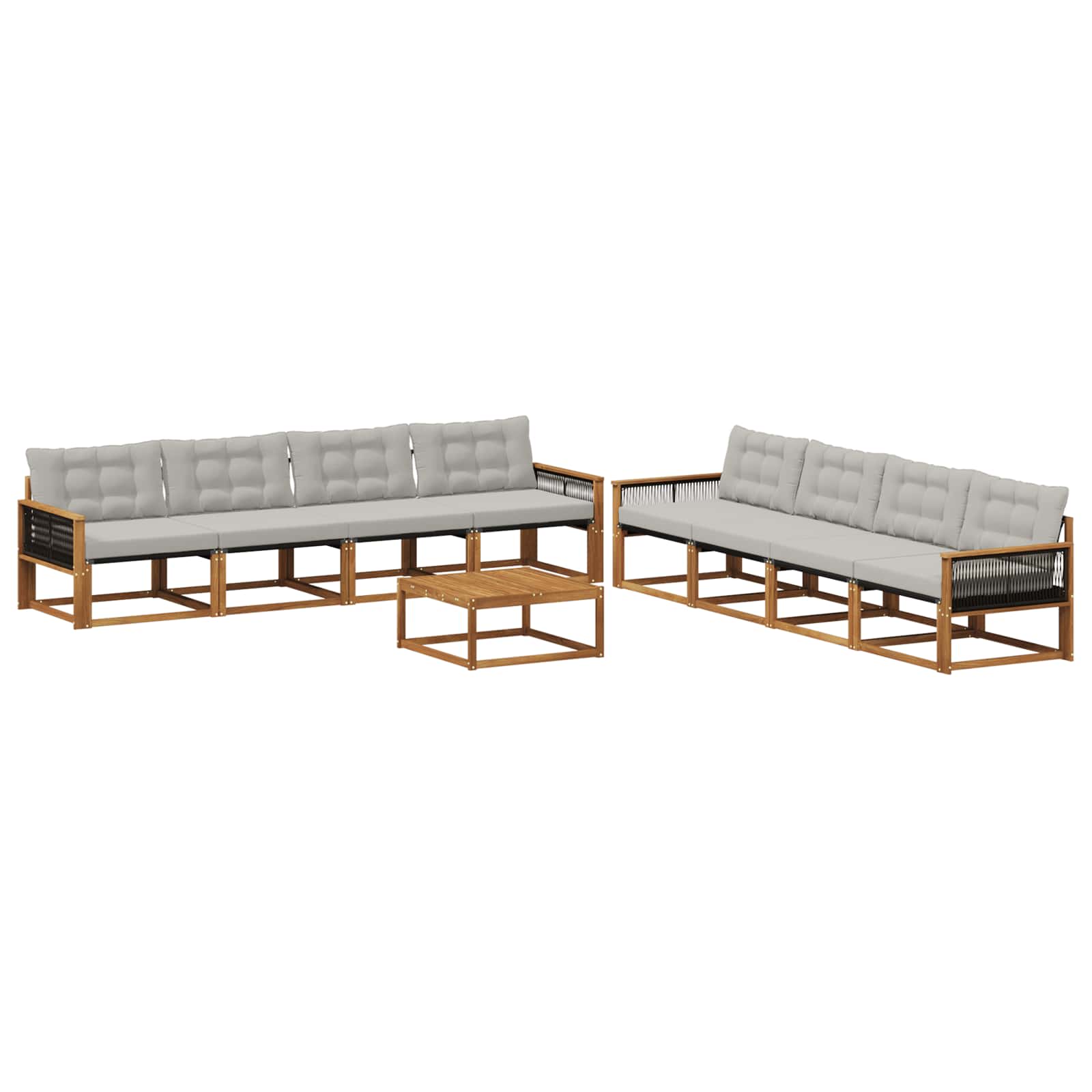 Set vanjskih sofa s jastukom 9 pcs Prirodna i svjetlosiva