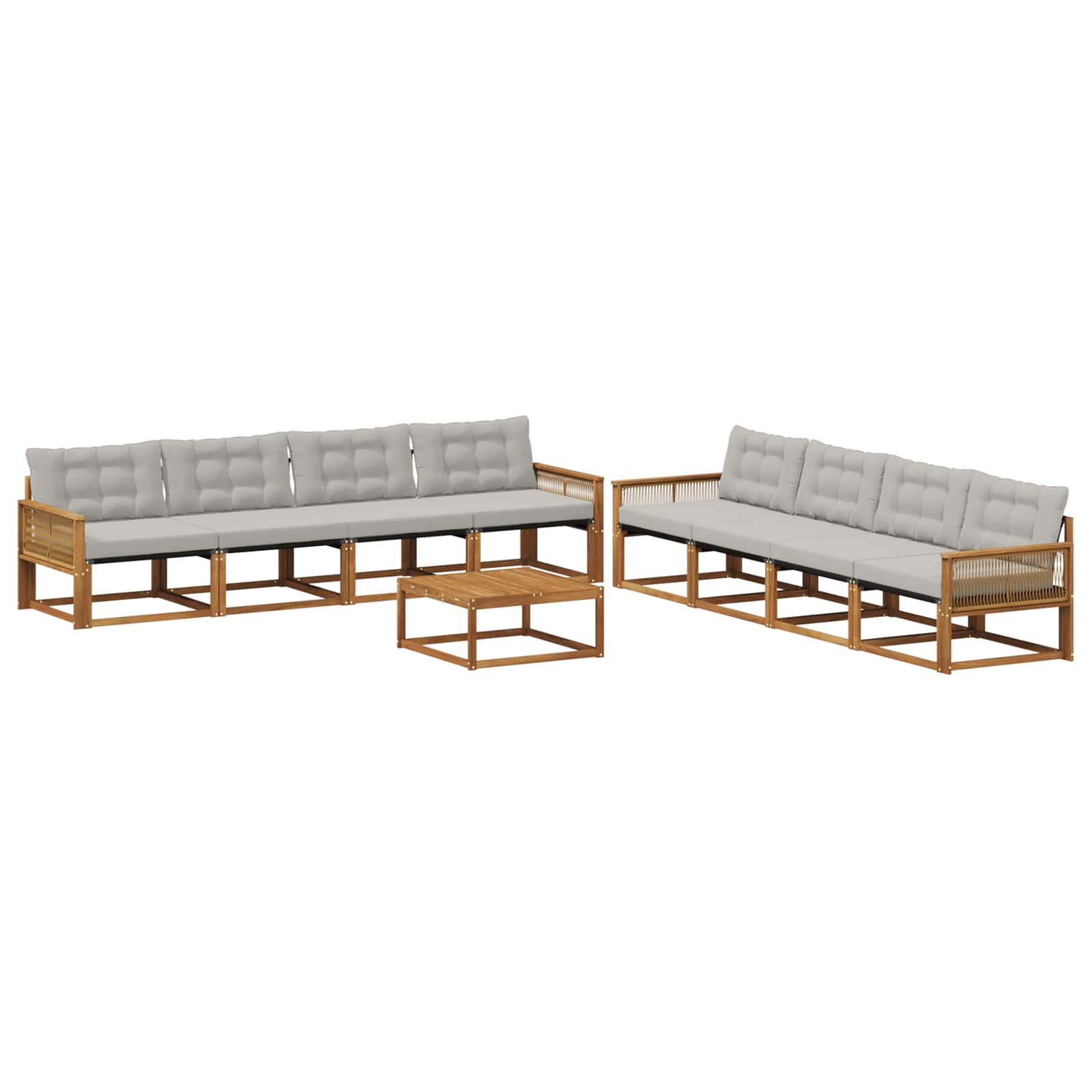 Set vanjskih sofa s jastukom 9 pcs Prirodna i svjetlosiva