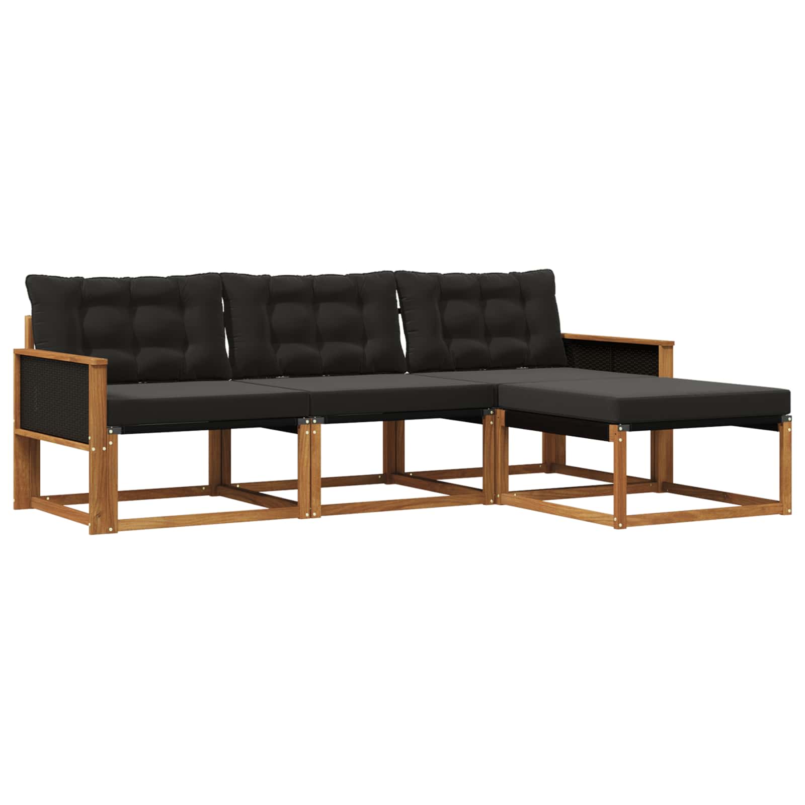 Set vanjskih sofa s jastukom 4 pcs Prirodna i crna