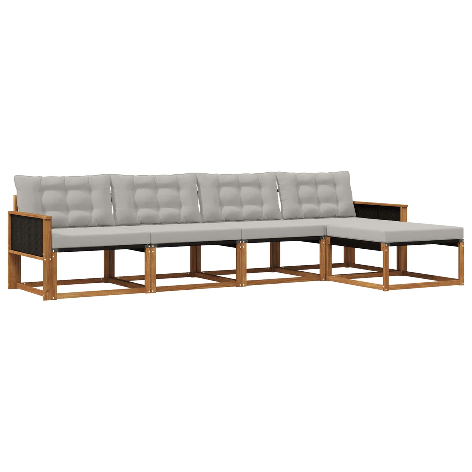 Set vanjskih sofa s jastukom 5 pcs Prirodna i svjetlosiva
