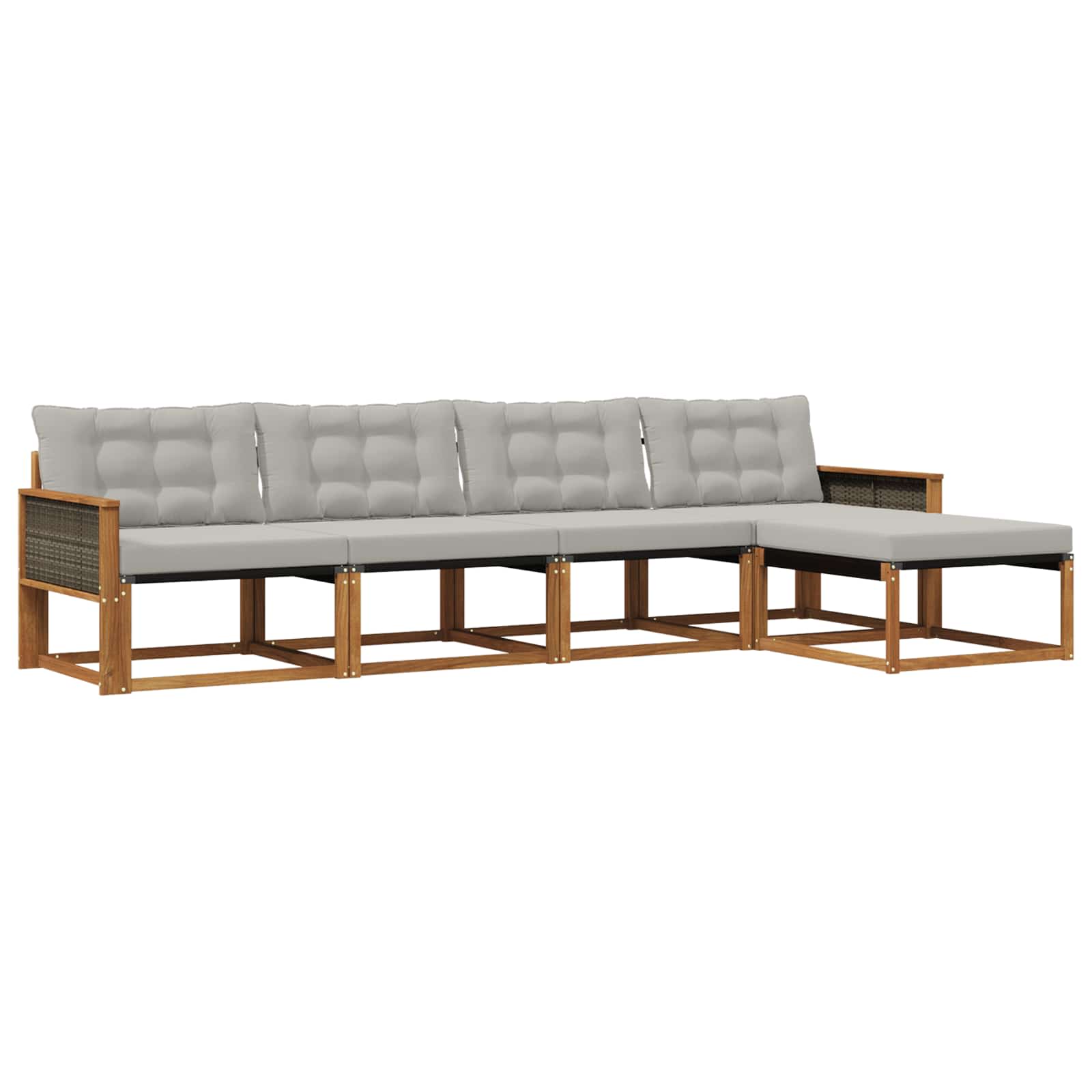 Set vanjskih sofa s jastukom 5 pcs Prirodna i svjetlosiva
