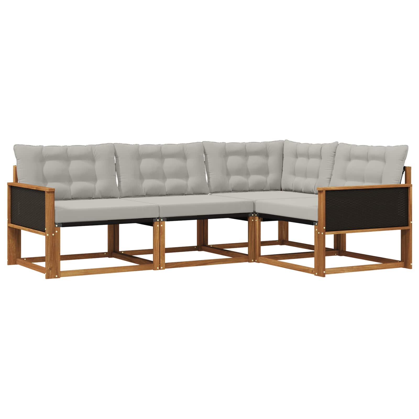 Set vanjskih sofa s jastukom 4 pcs Prirodna i svjetlosiva