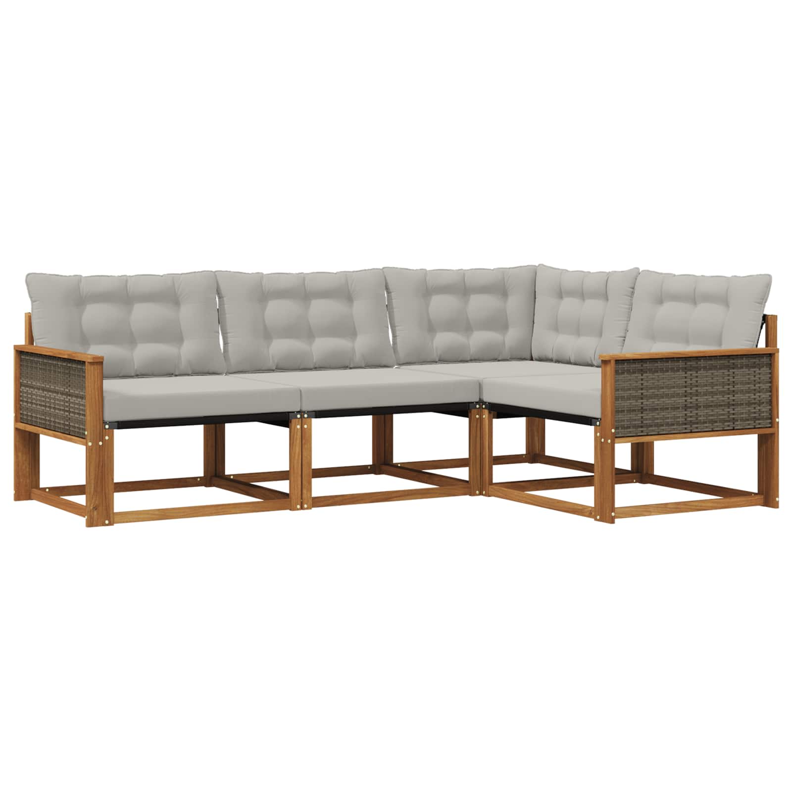 Set vanjskih sofa s jastukom 4 pcs Prirodna i svjetlosiva
