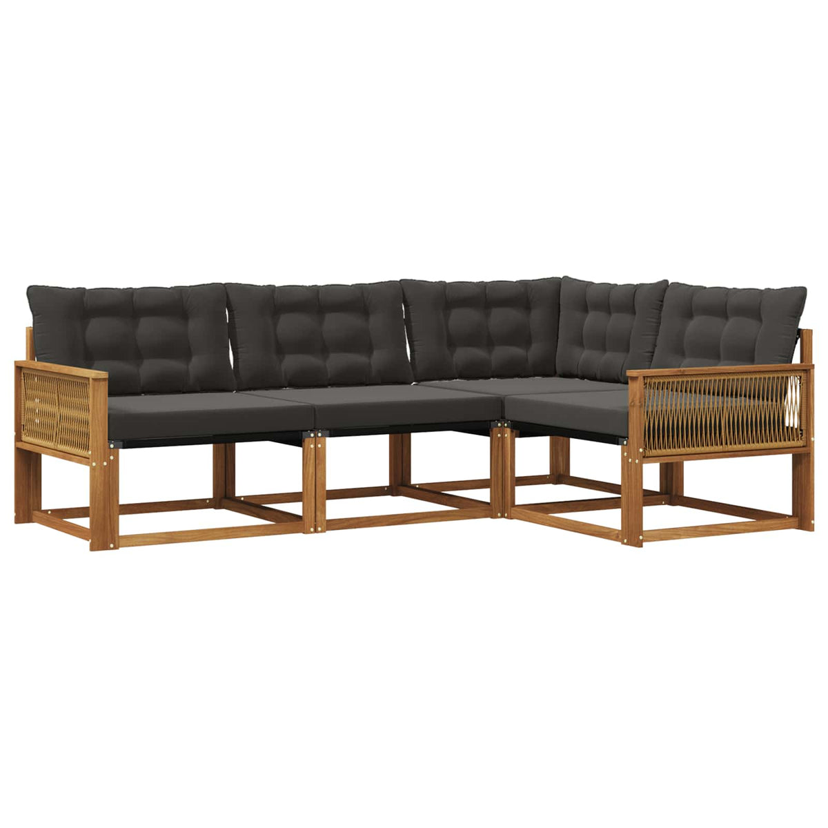 Set vanjskih sofa 4 kom. Prirodna i crna