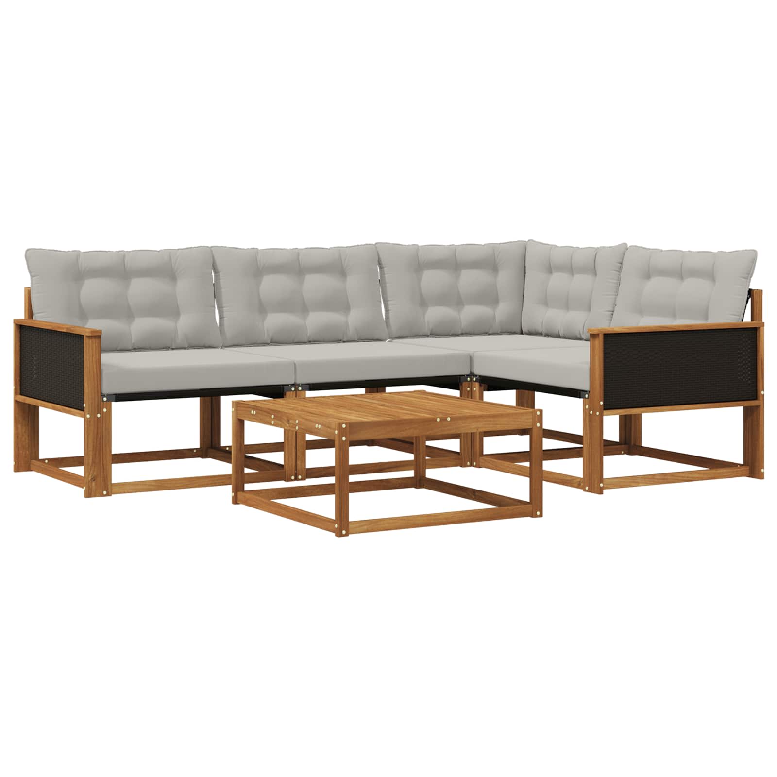 Set vanjskih sofa s jastukom 5 pcs Prirodna i svjetlosiva