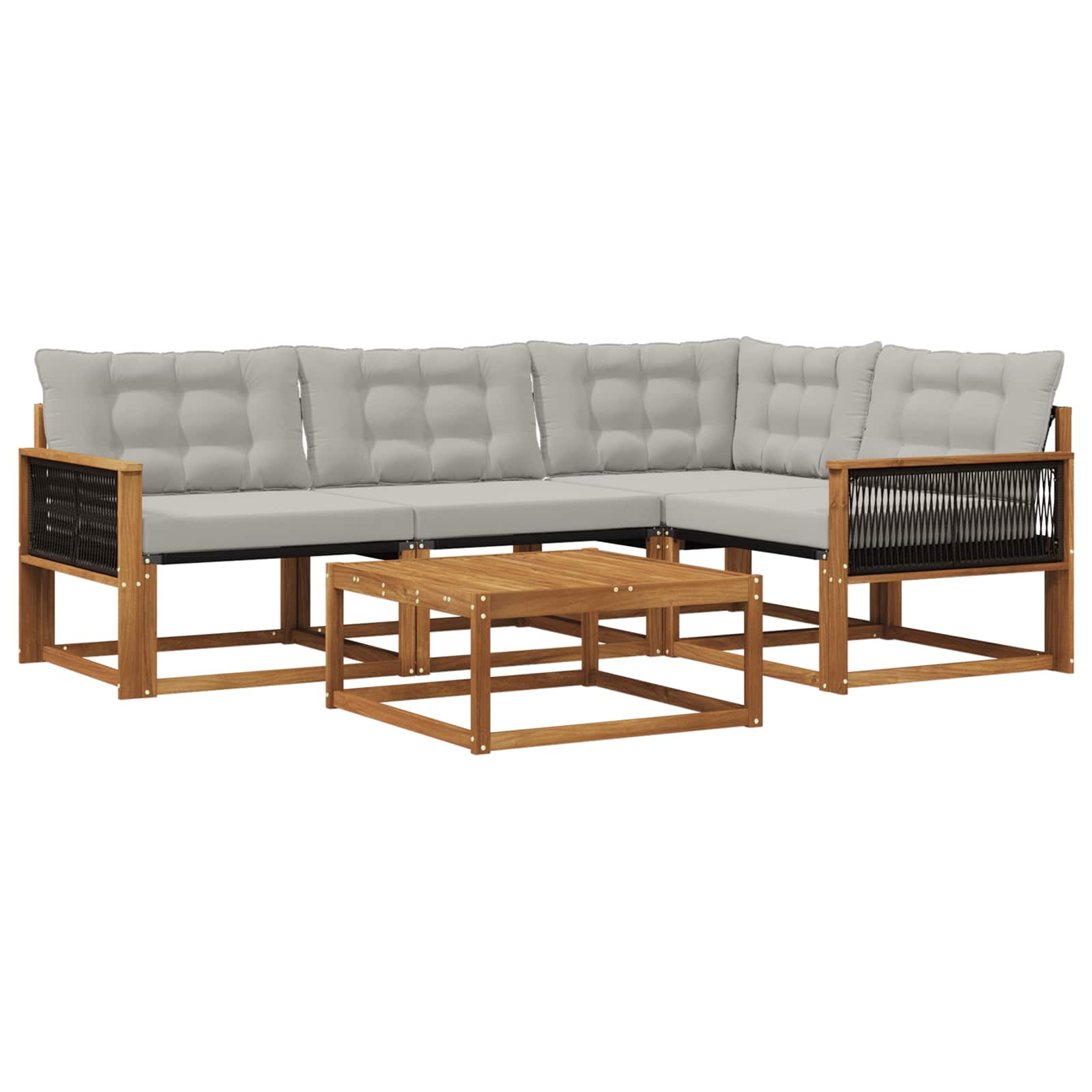 Set vanjskih sofa s jastukom 5 pcs Prirodna i svjetlosiva