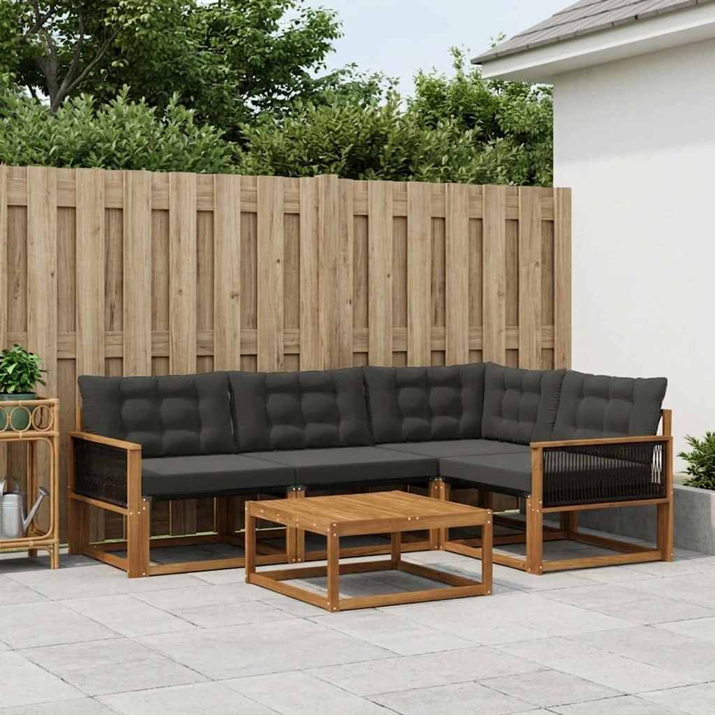 Set vanjskih sofa 5 kom. Prirodna i crna