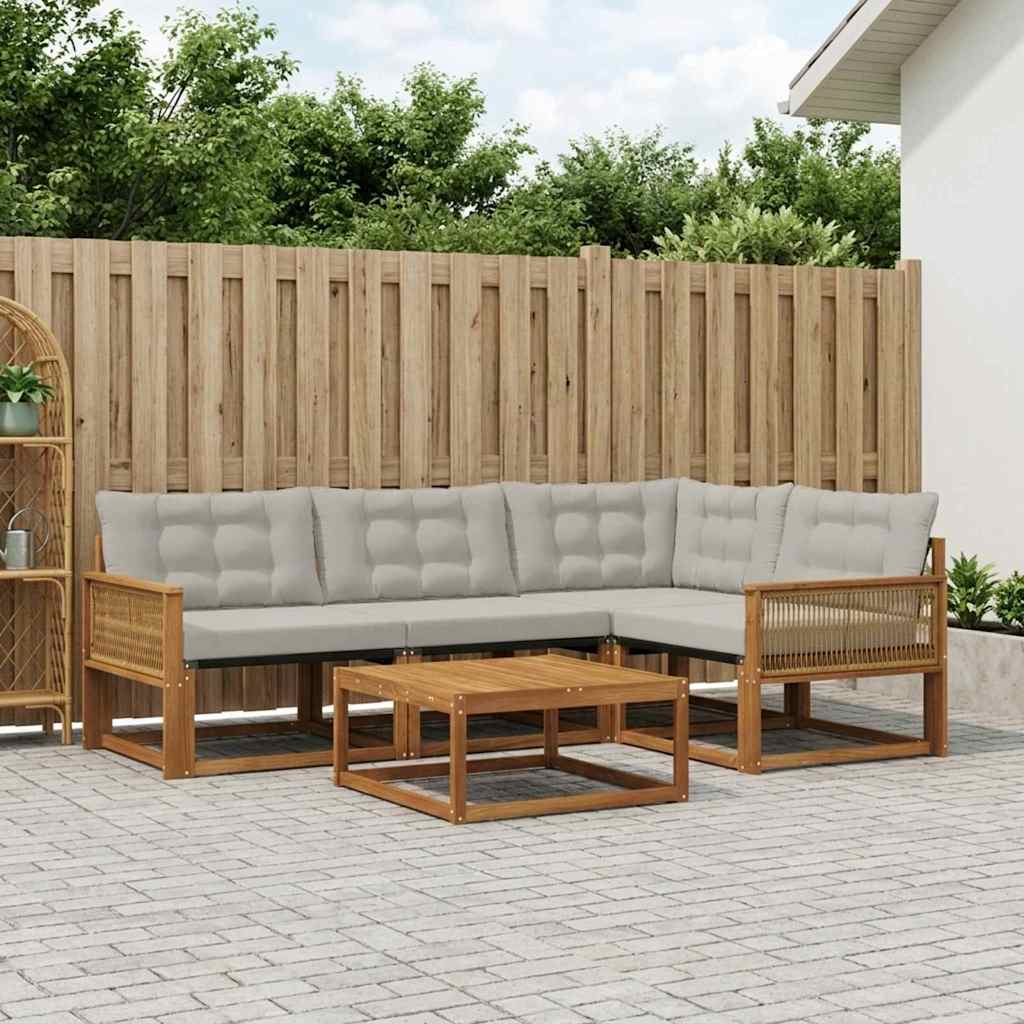 Set vanjskih sofa s jastukom 5 pcs Prirodna i svjetlosiva