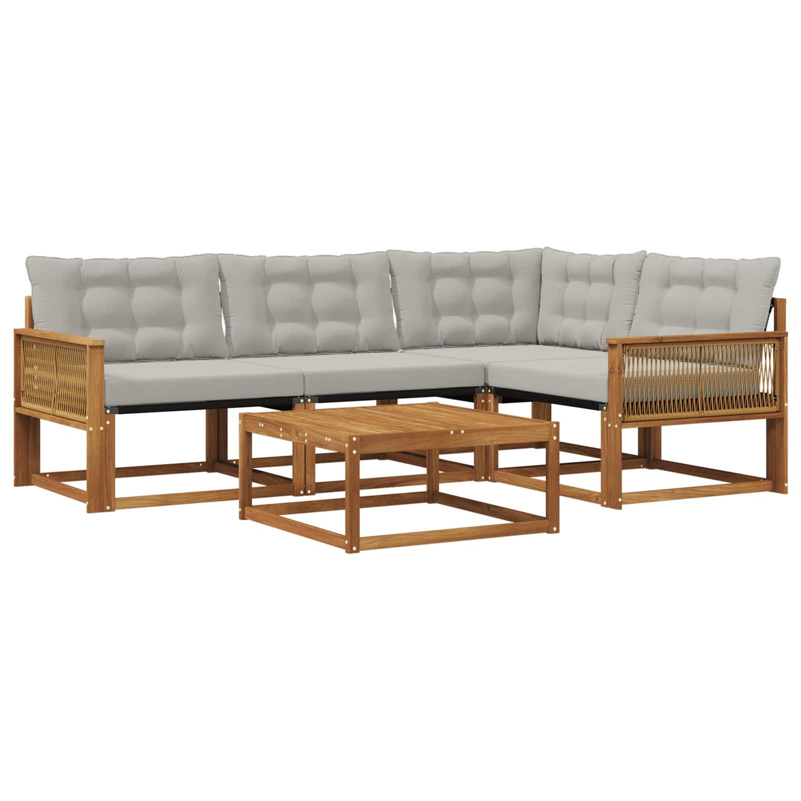 Set vanjskih sofa s jastukom 5 pcs Prirodna i svjetlosiva