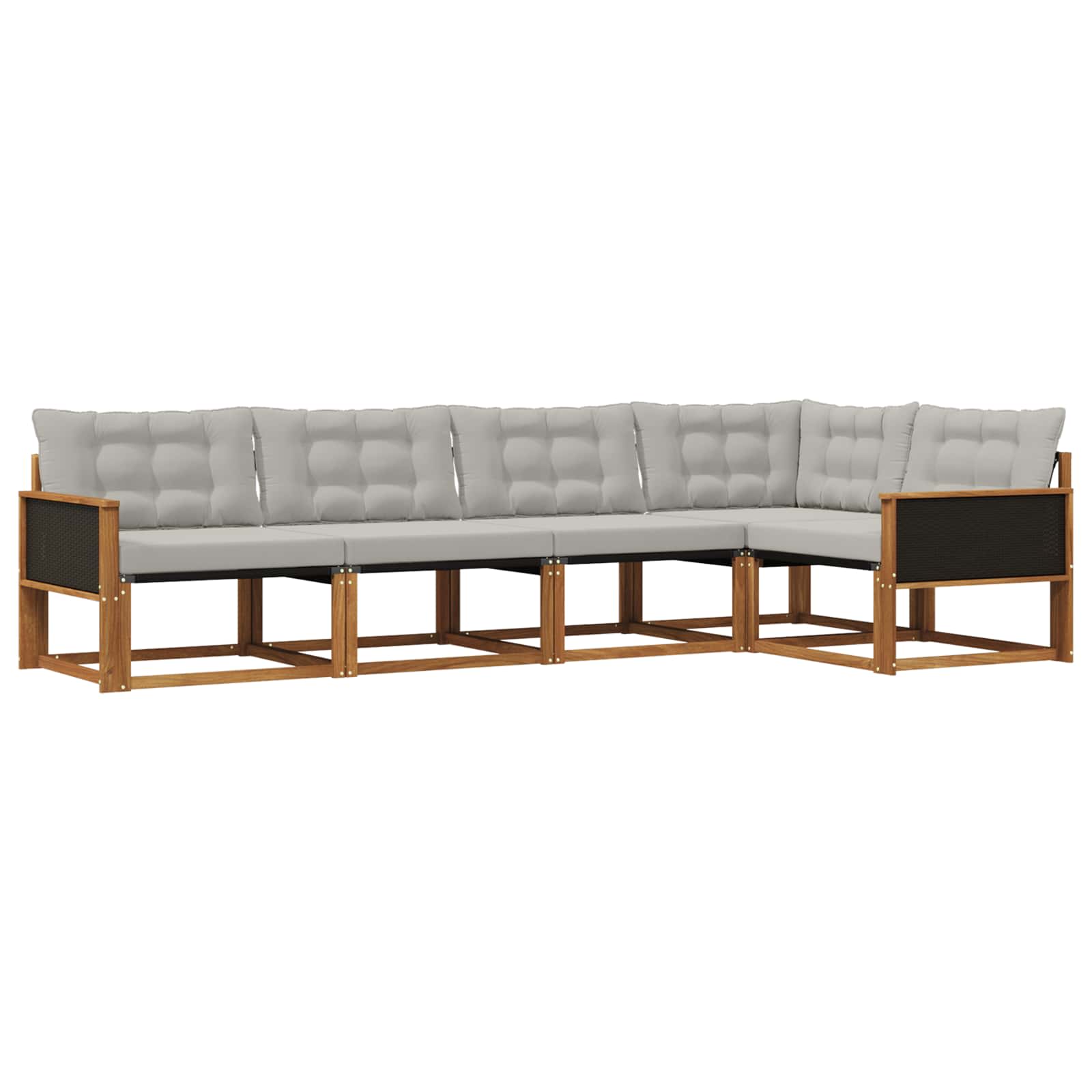 Set vanjskih sofa s jastukom 5 pcs Prirodna i svjetlosiva