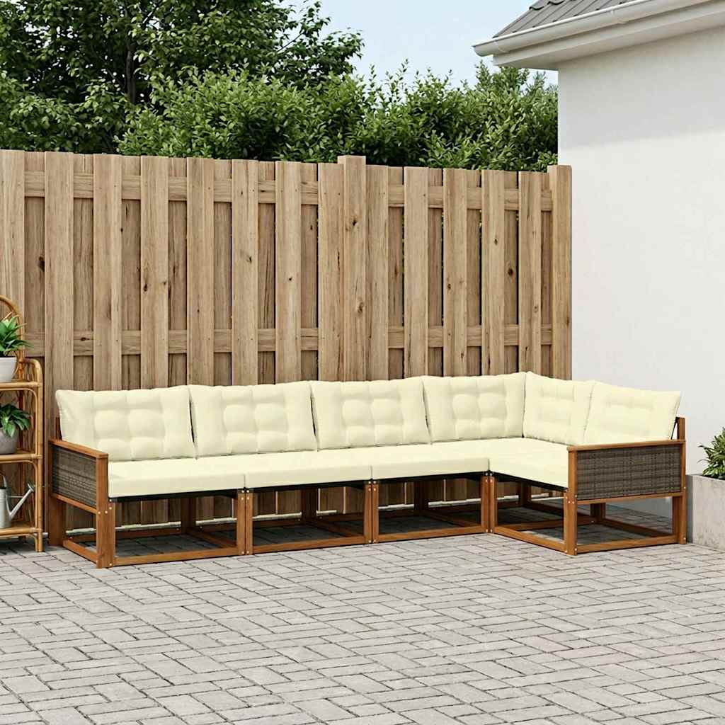 Set vanjskih sofa 5 kom. Prirodna i krem
