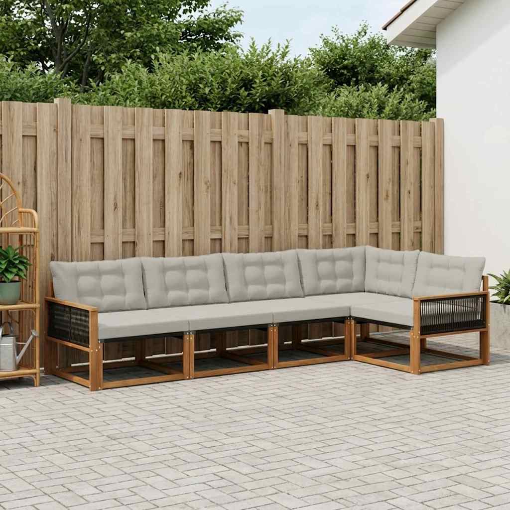 Set vanjskih sofa s jastukom 5 pcs Prirodna i svjetlosiva