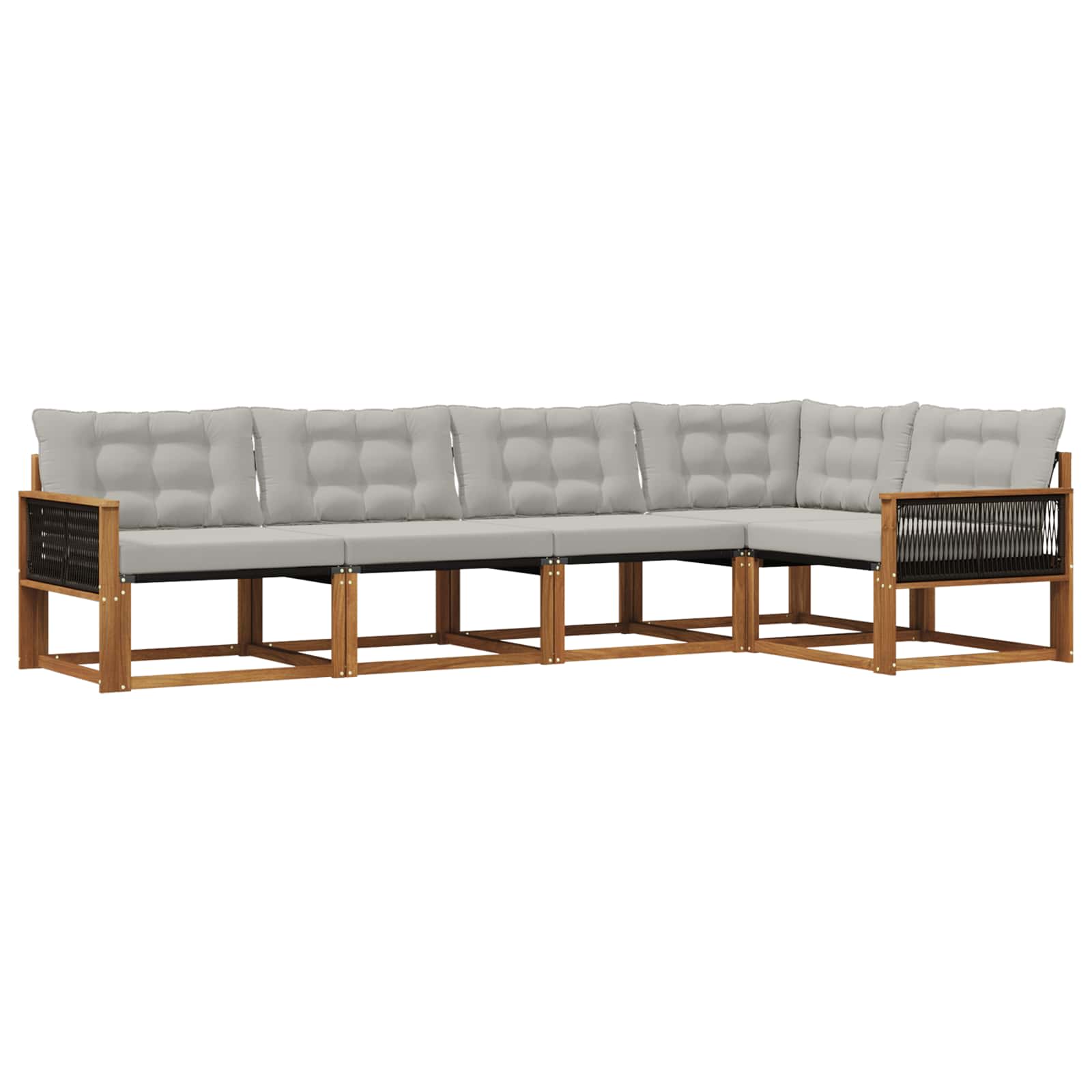 Set vanjskih sofa s jastukom 5 pcs Prirodna i svjetlosiva