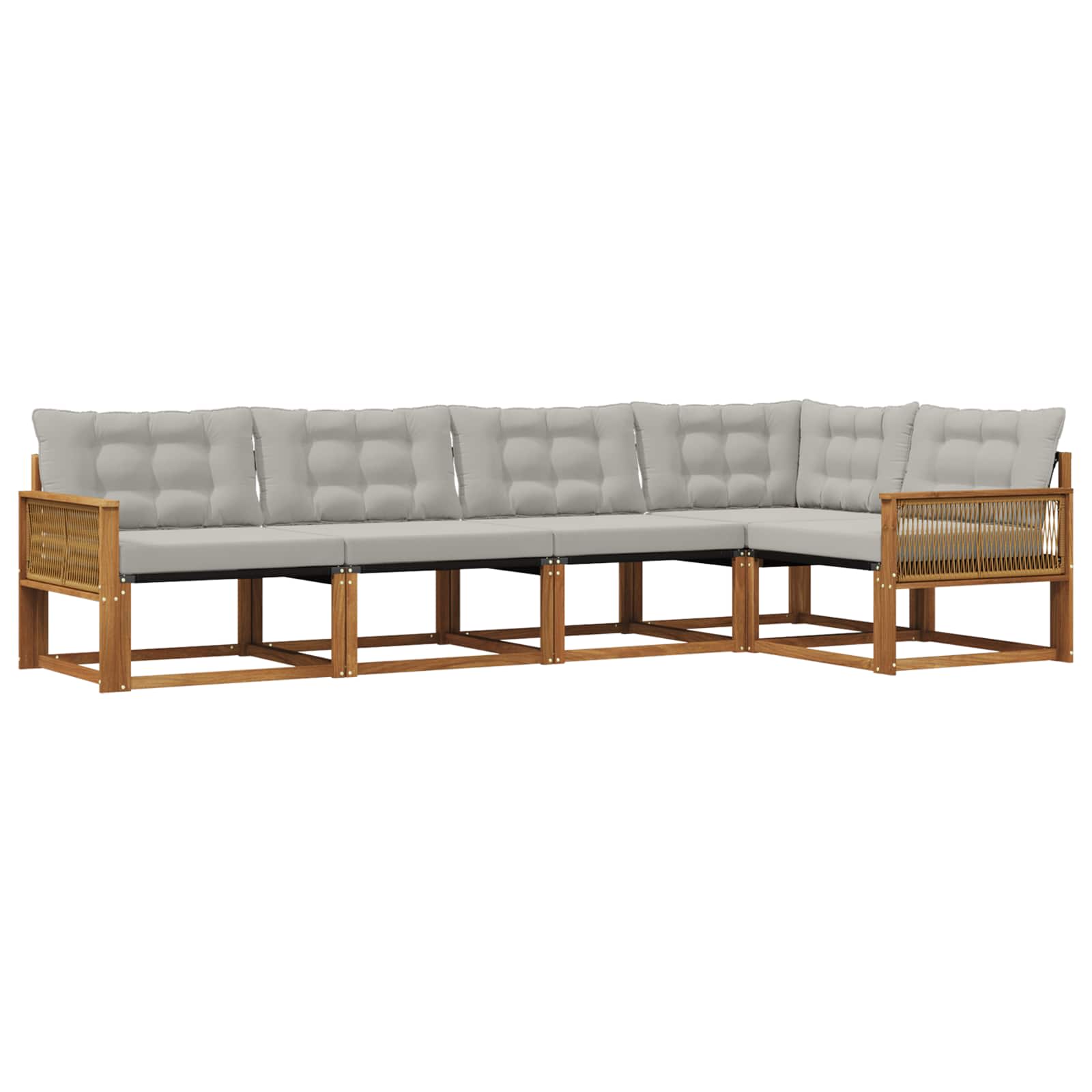 Set vanjskih sofa s jastukom 5 pcs Prirodna i svjetlosiva
