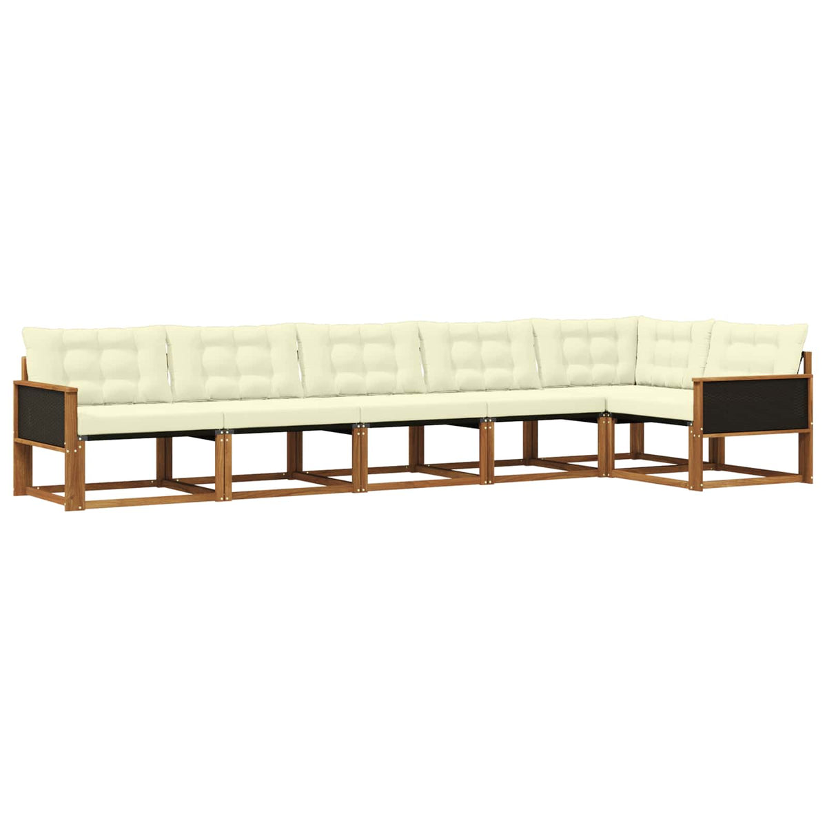 Set vanjskih sofa 6 kom. Prirodna i krem Smeđa 402 x 164,5 x 73 cm