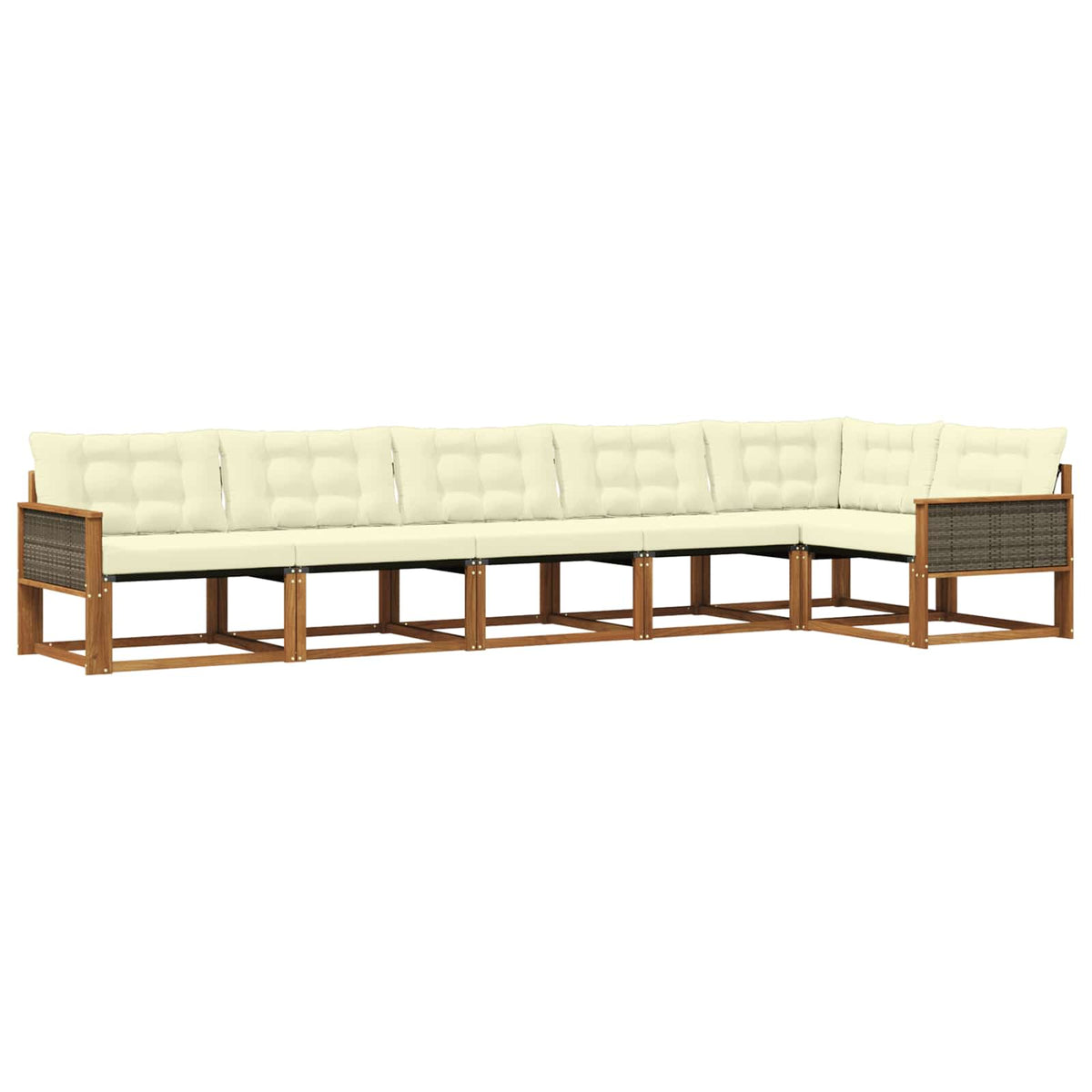 Set vanjskih sofa 6 kom. Prirodna i krem Smeđa 402 x 164,5 x 73 cm