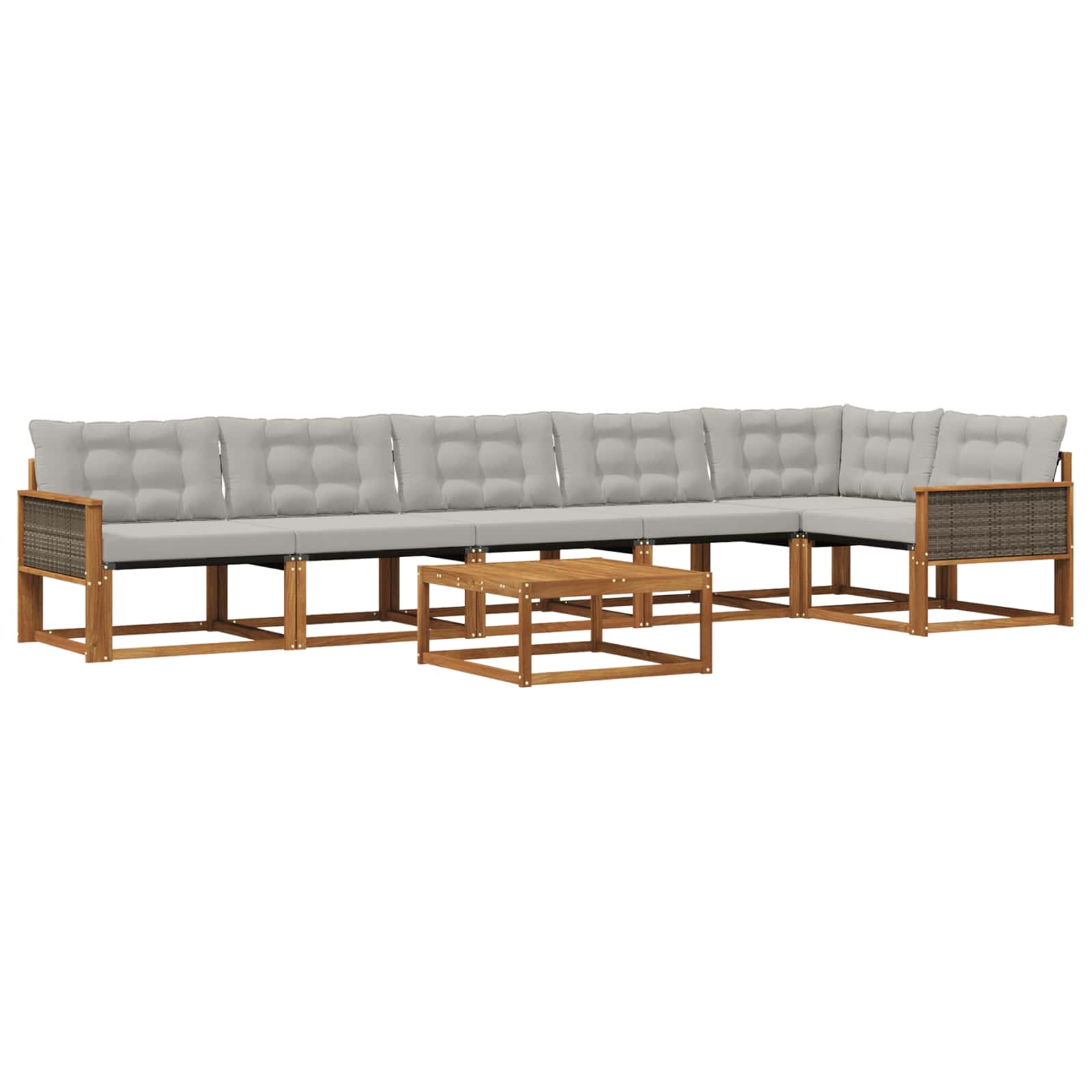 Set vanjskih sofa s jastukom 7 pcs Prirodna i svjetlosiva