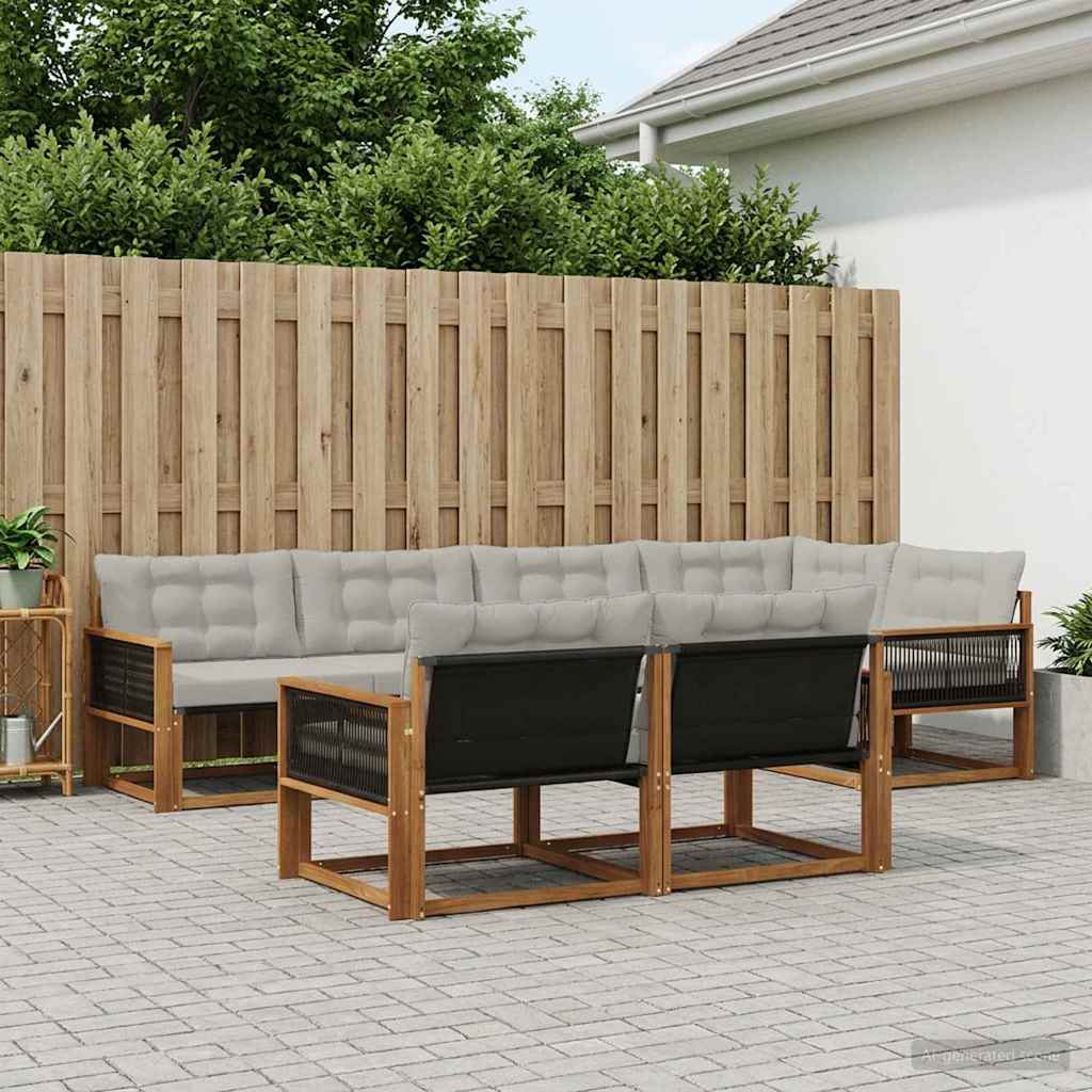 Set vanjskih sofa 7 kom. Prirodna i svjetlosiva