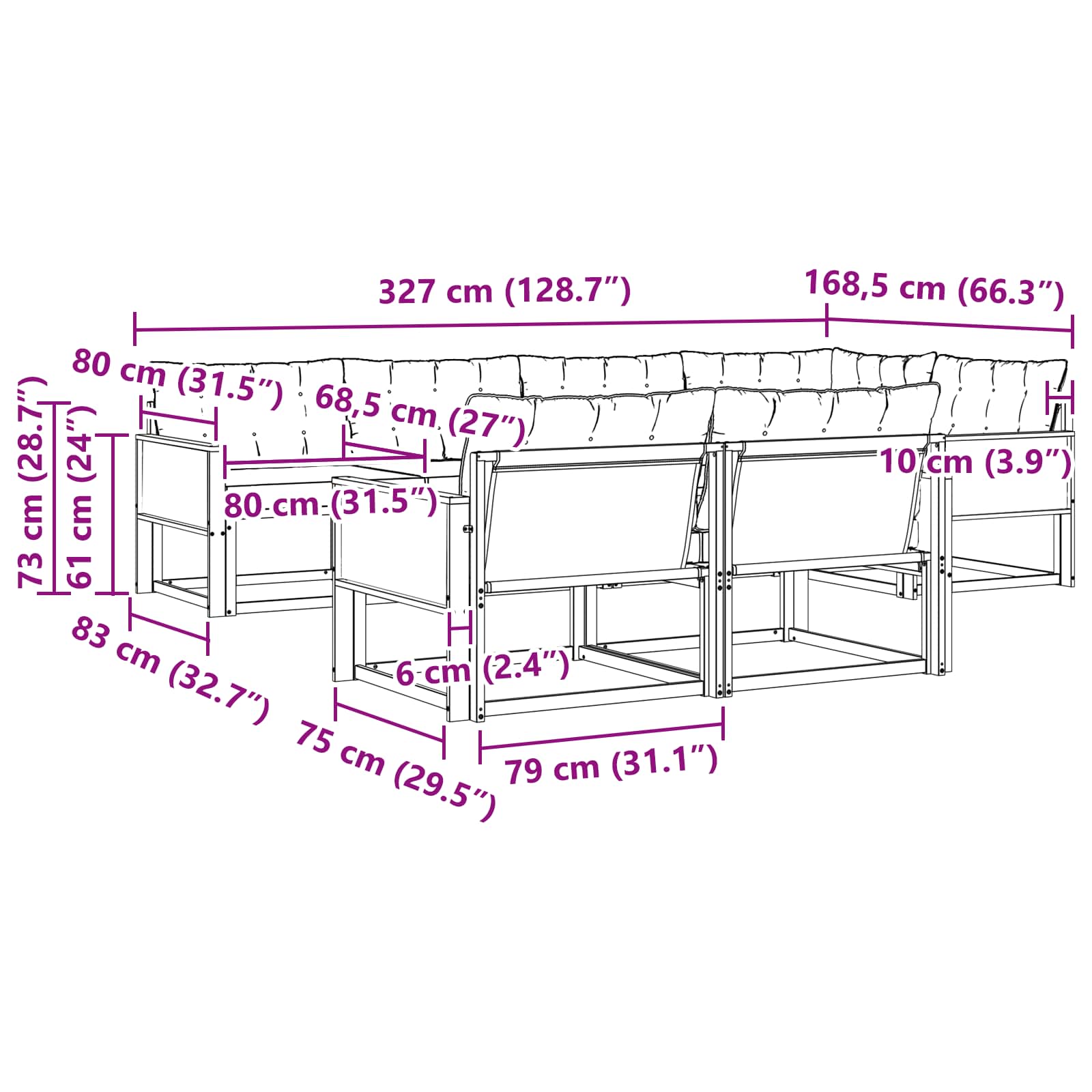Set vanjskih sofa 7 kom. Prirodna i svjetlosiva