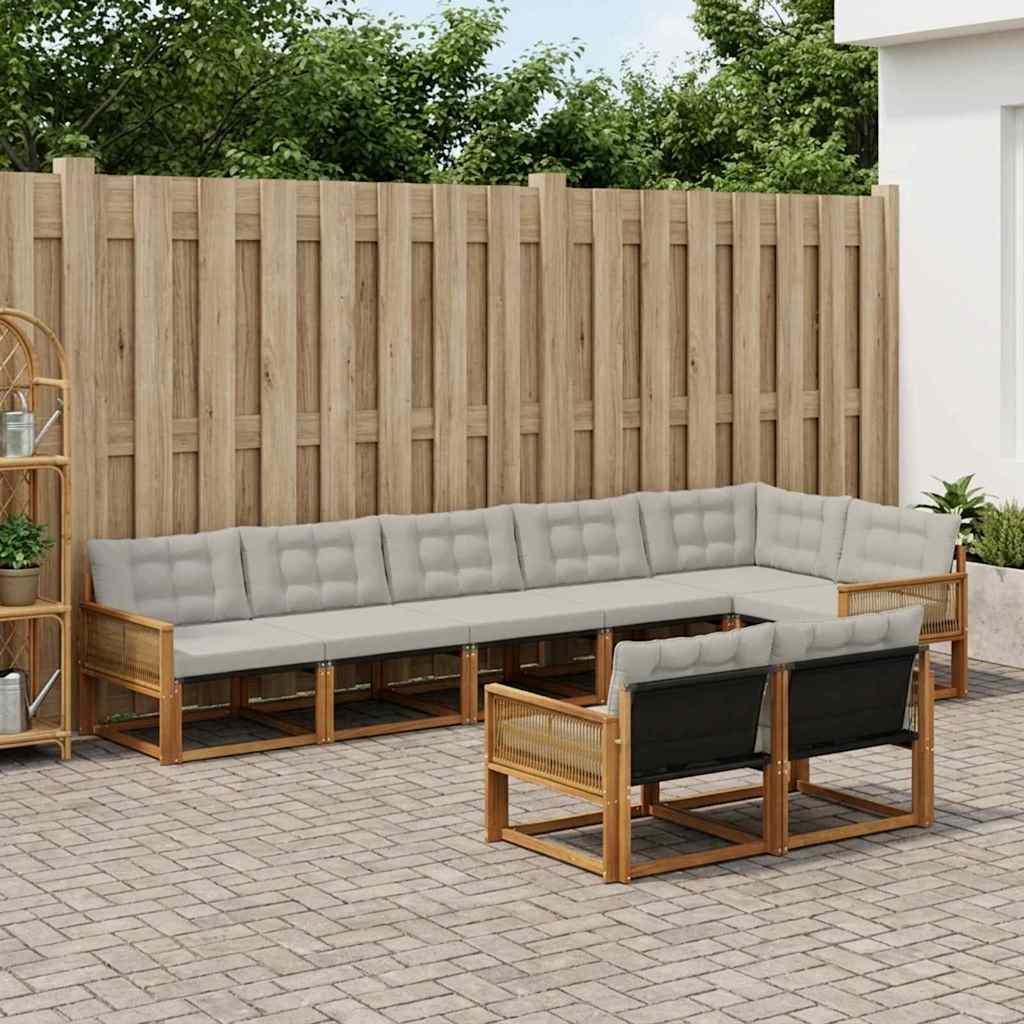 Set vanjskih sofa s jastukom 8 pcs Prirodna i svjetlosiva