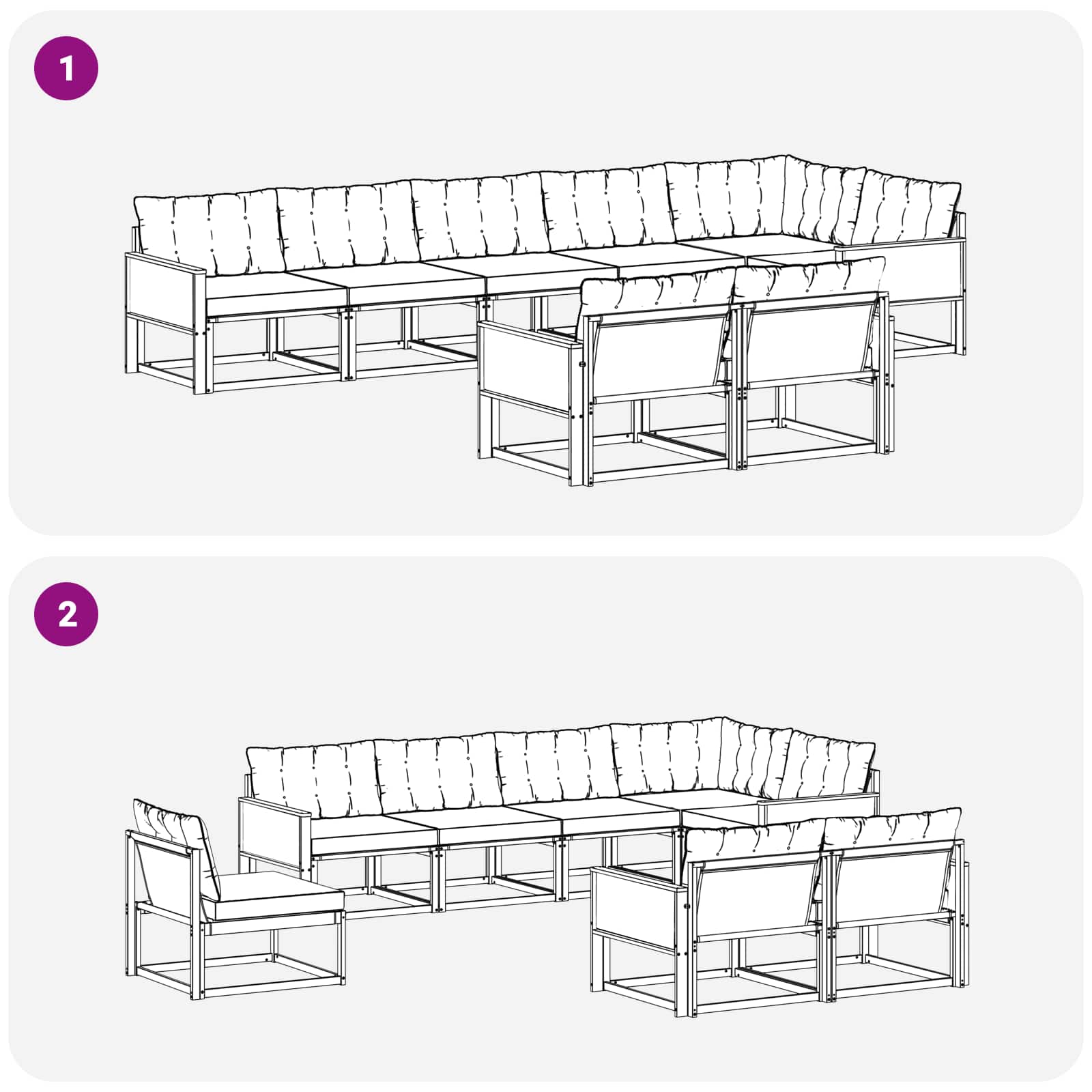 Set vanjskih sofa s jastukom 8 pcs Prirodna i svjetlosiva