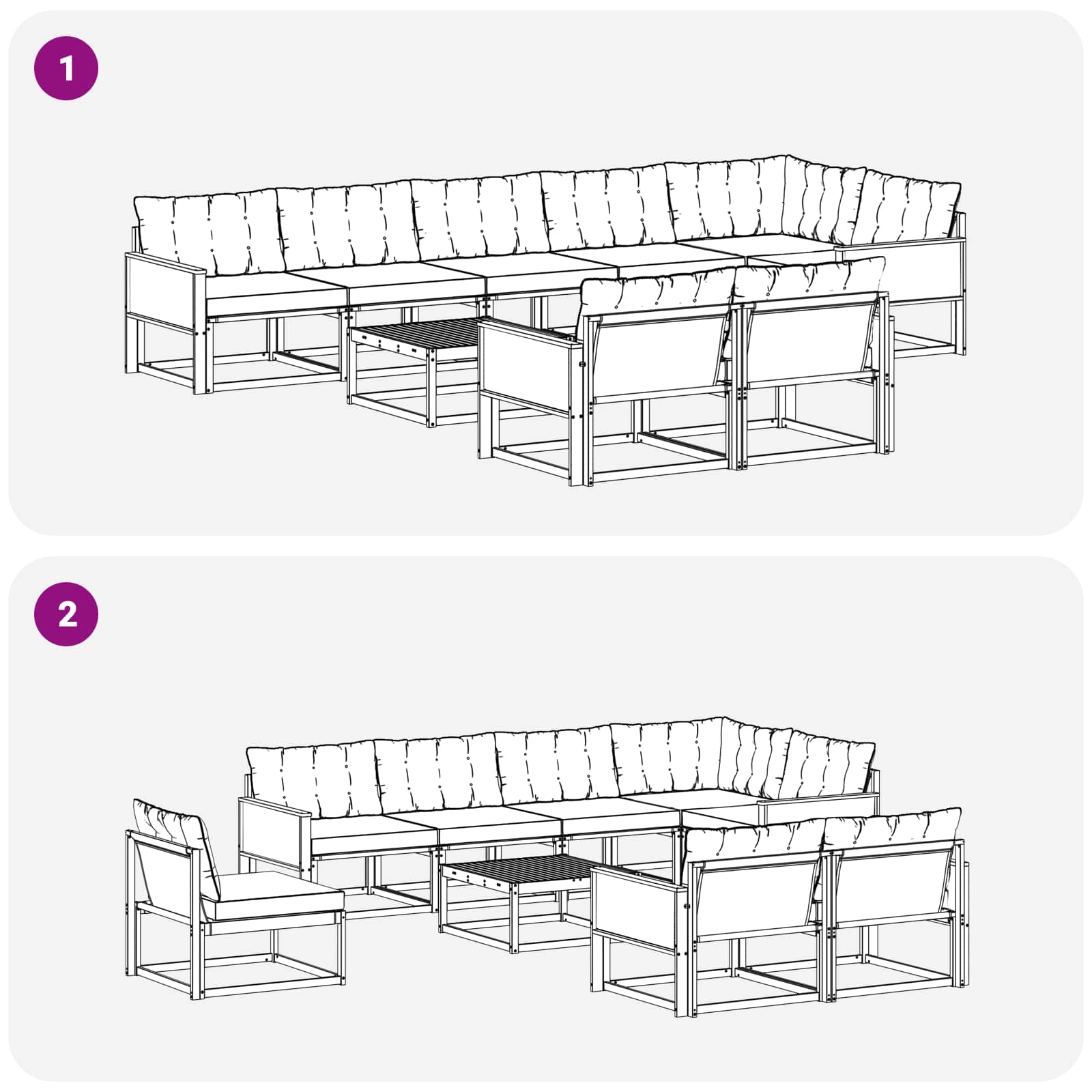 Set vanjskih sofa s jastukom 9 pcs Prirodna i svjetlosiva