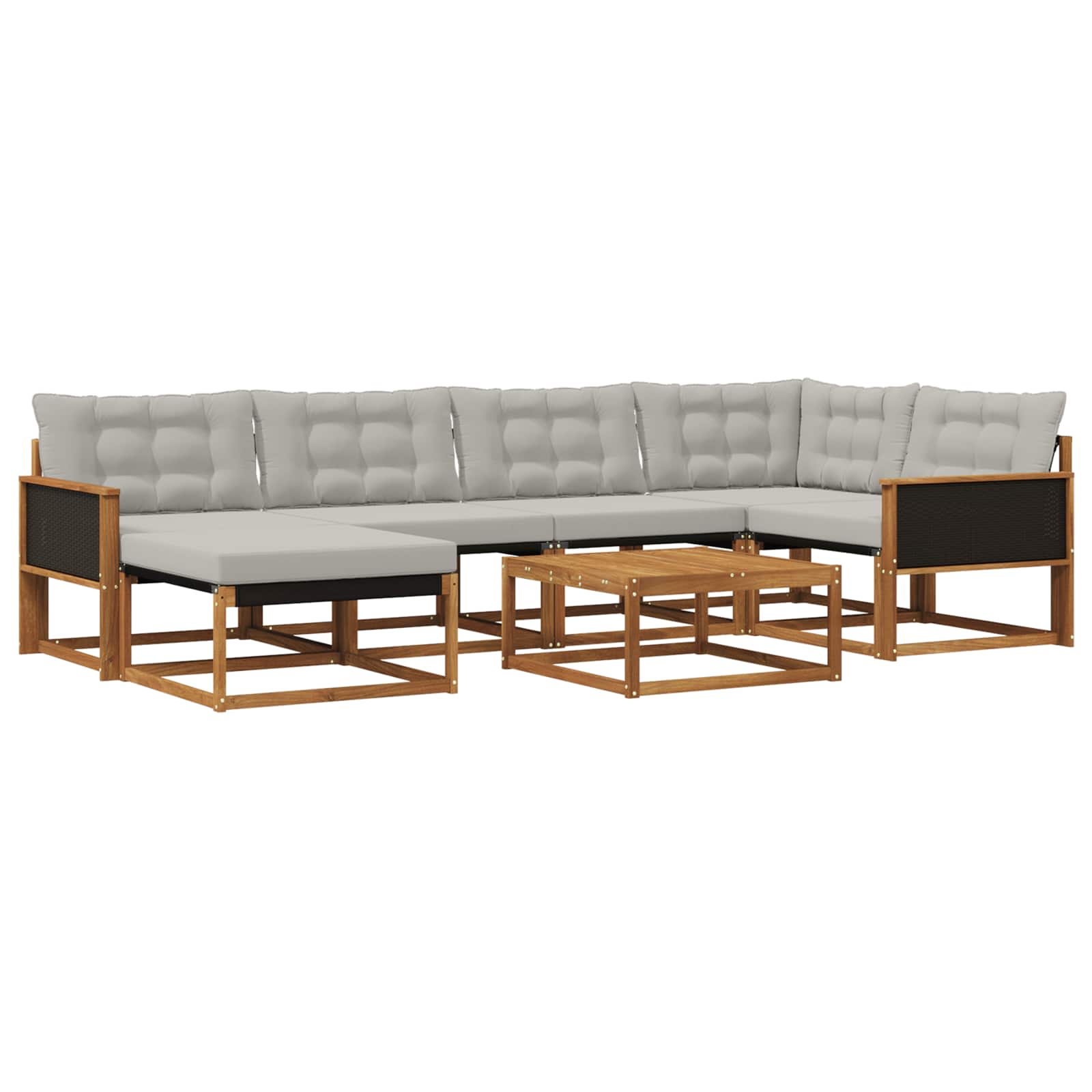 Set vanjskih sofa s jastukom 7 pcs Prirodna i svjetlosiva