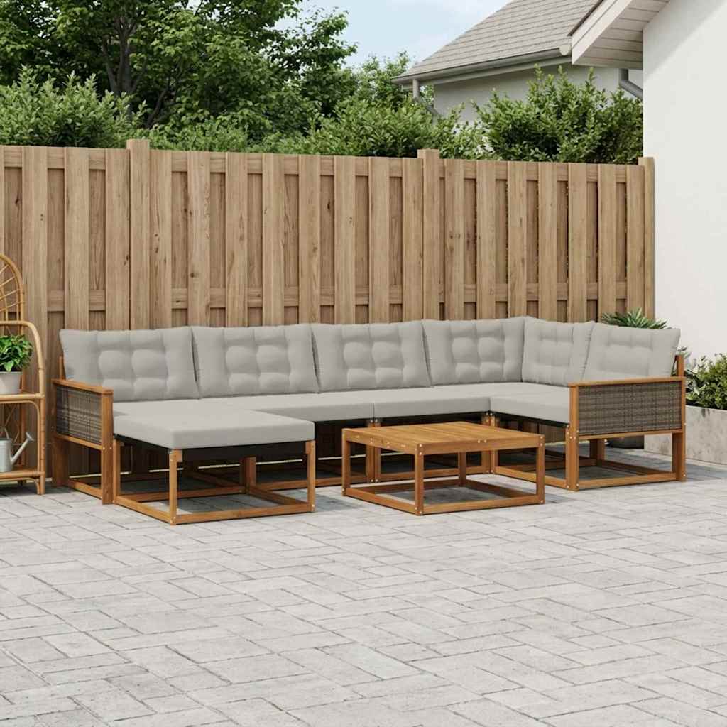 Set vanjskih sofa s jastukom 7 pcs Prirodna i svjetlosiva