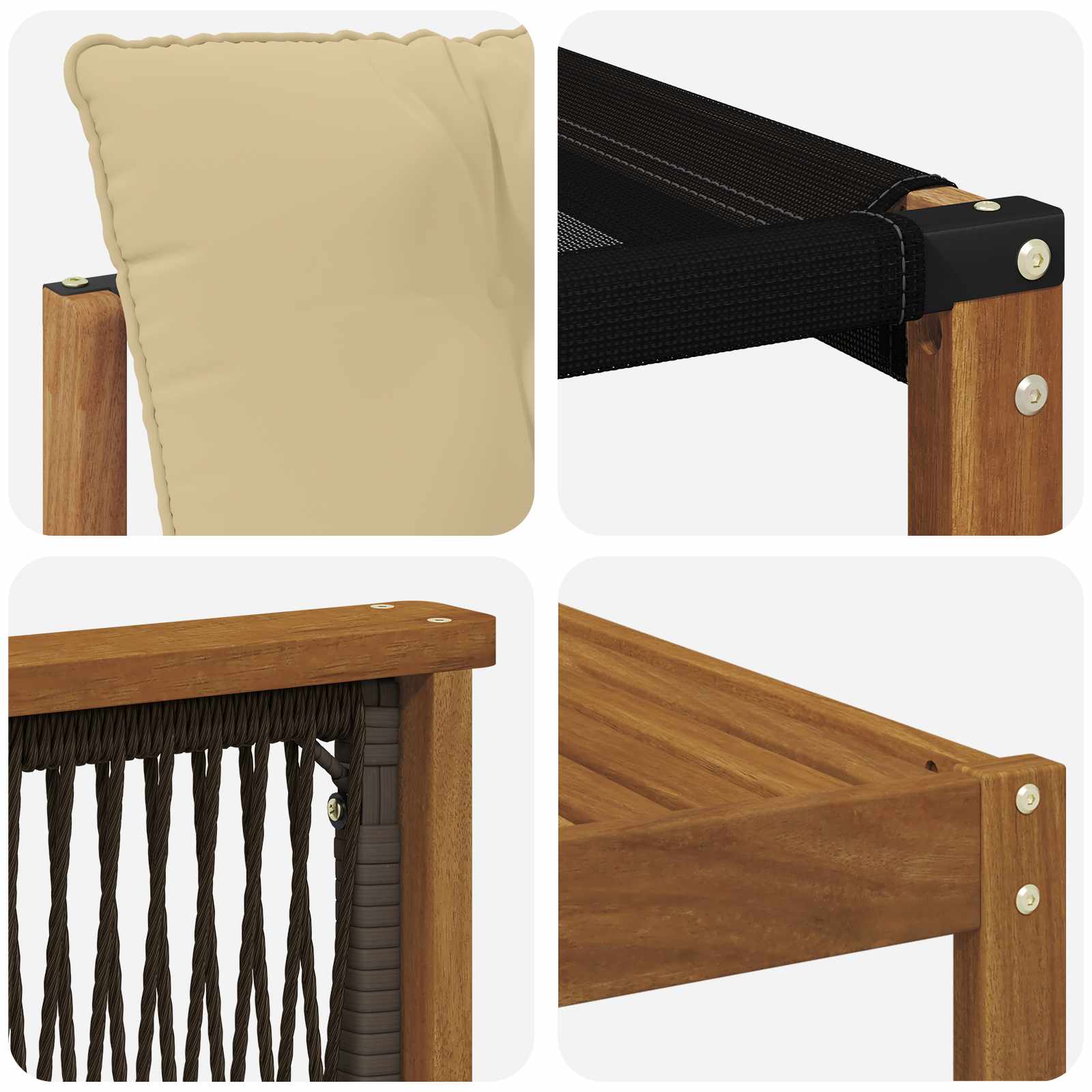 Set vanjskih sofa 7 pcs Prirodna i bež Čvrsto drvo akacije