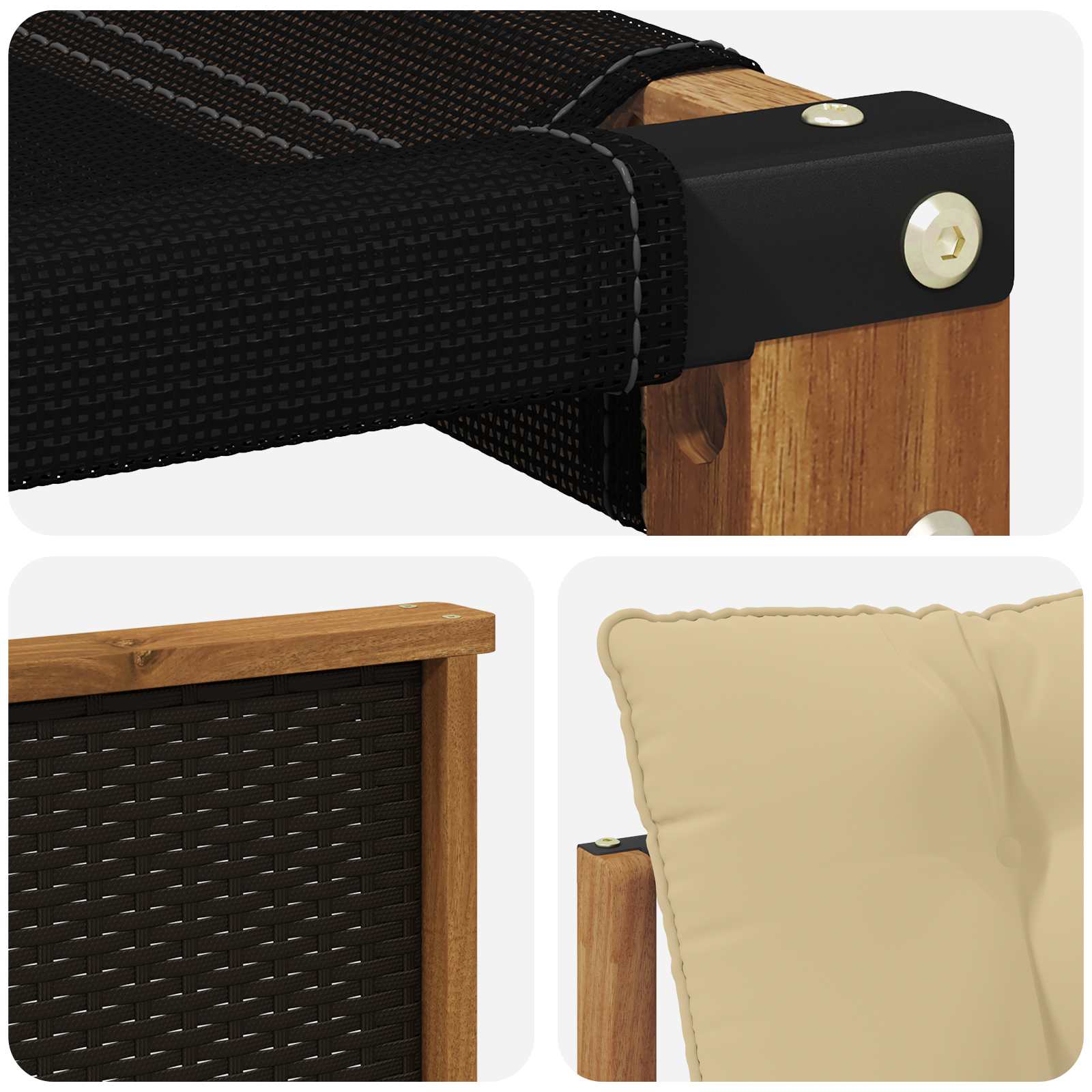 Set vanjskih sofa 7 kom. Prirodna i bež Čvrsto drvo akacije
