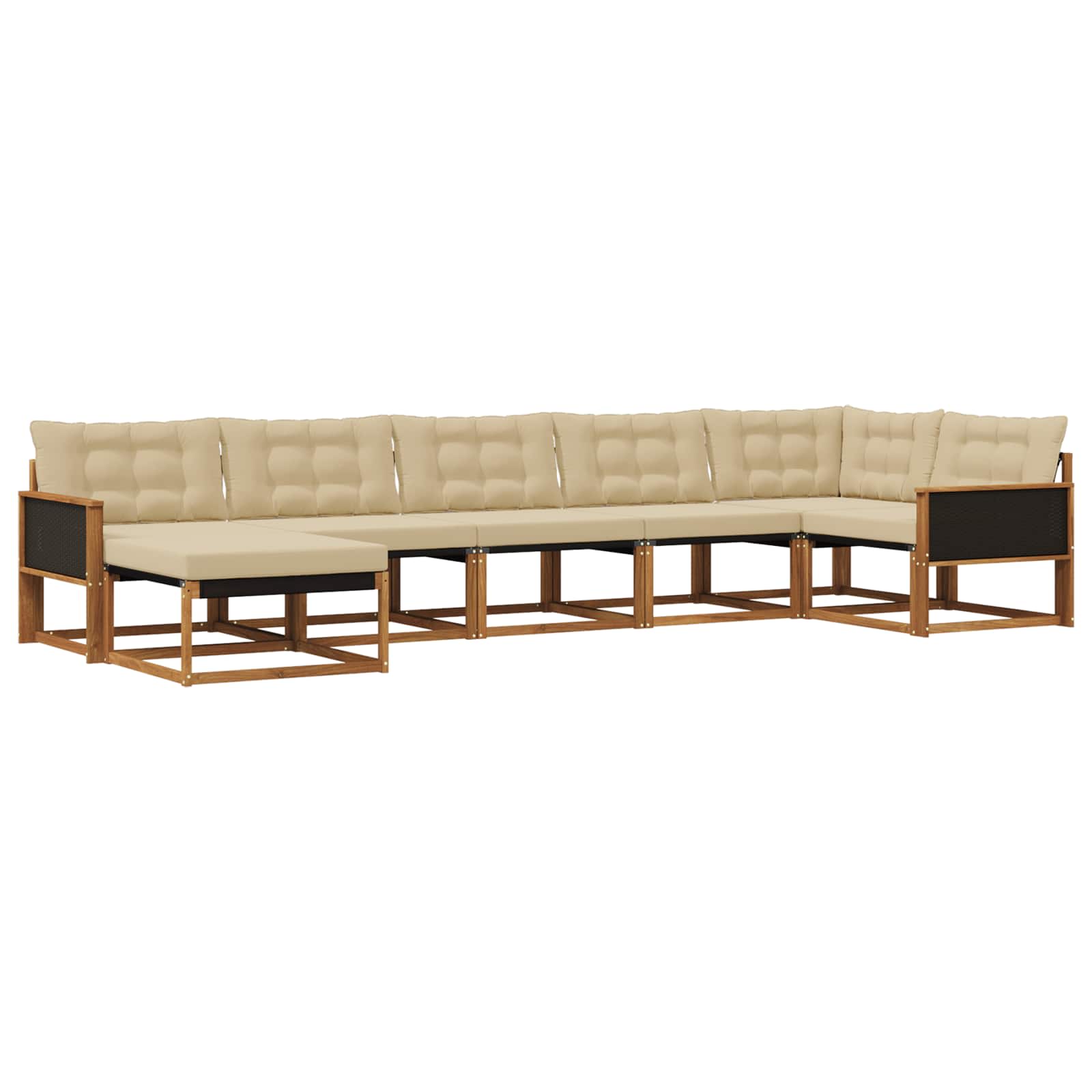 Set vanjskih sofa 7 kom. Prirodna i bež Čvrsto drvo akacije