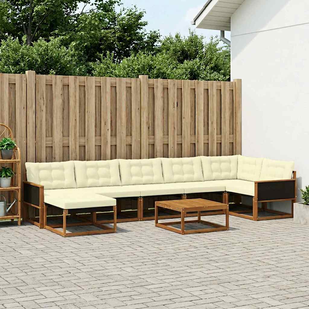 Set vanjskih sofa 8 pcs Prirodna i krem Čvrsto drvo akacije