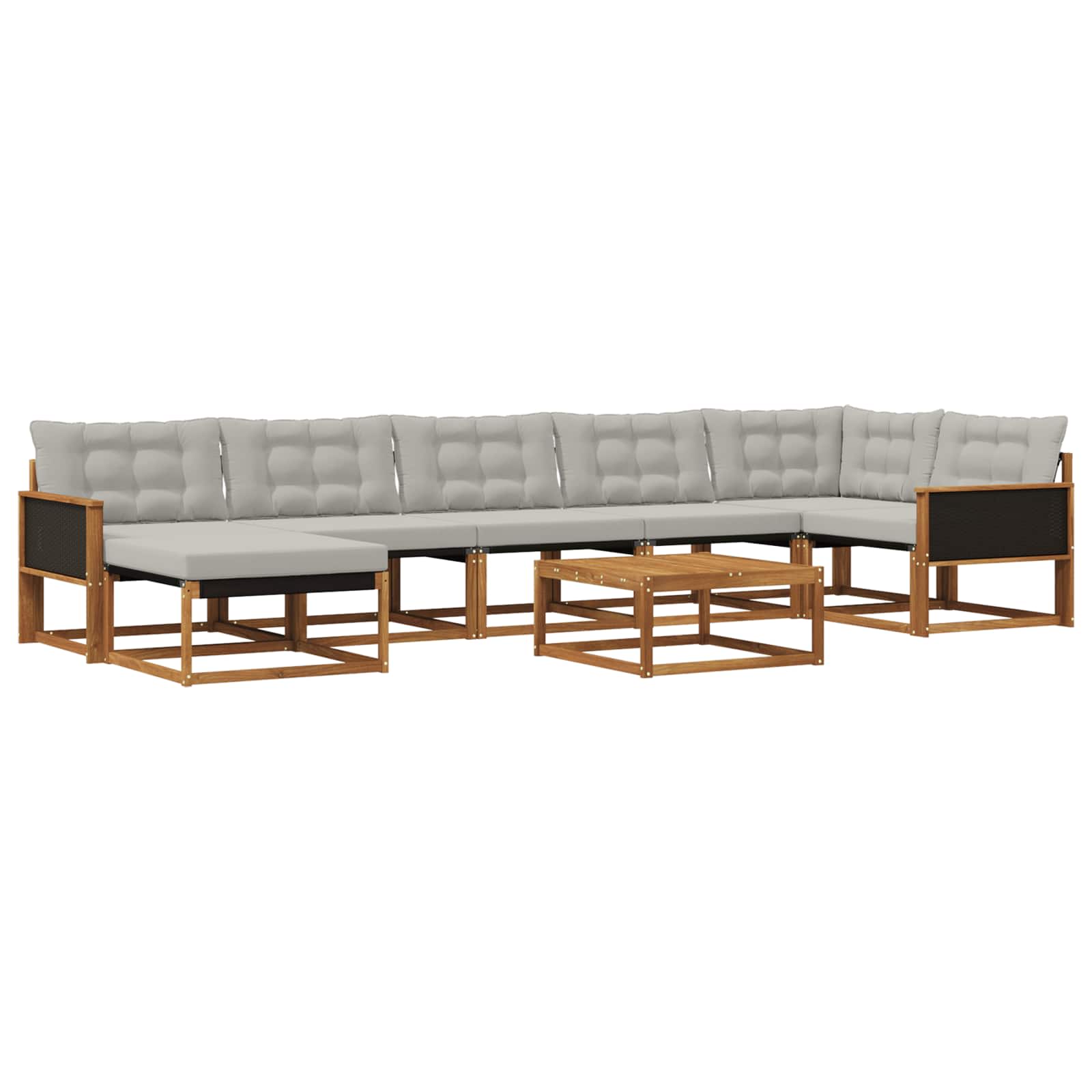 Set vanjskih sofa s jastukom 8 pcs Prirodna i svjetlosiva