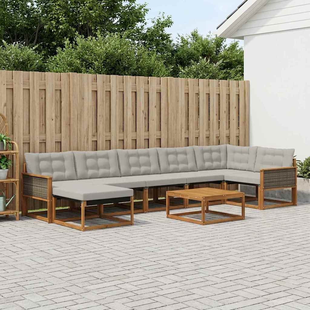 Set vanjskih sofa s jastukom 8 pcs Prirodna i svjetlosiva