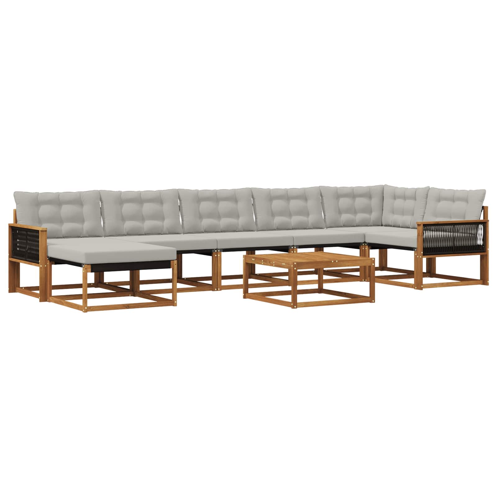 Set vanjskih sofa s jastukom 8 pcs Prirodna i svjetlosiva