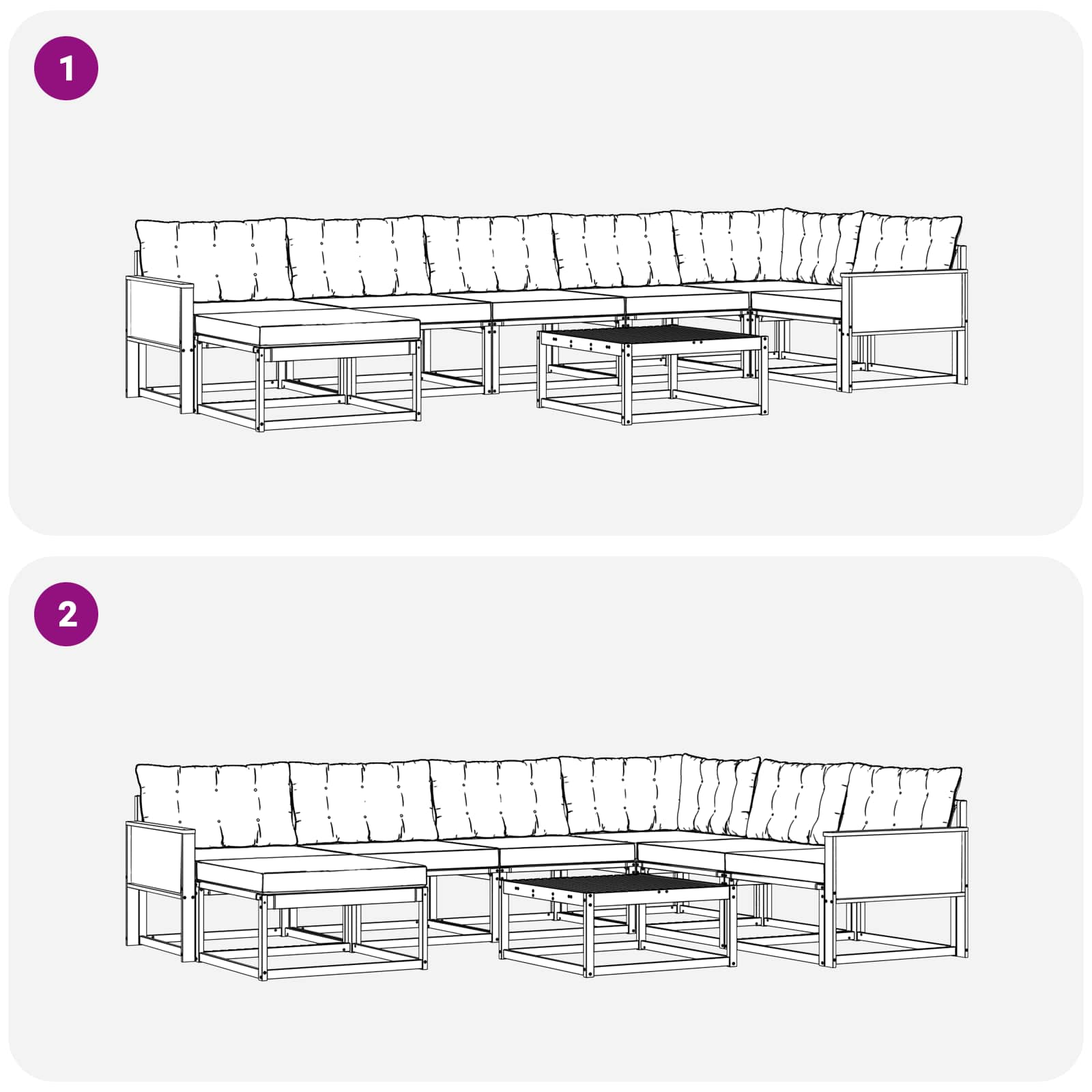 Set vanjskih sofa s jastukom 8 pcs Prirodna i svjetlosiva