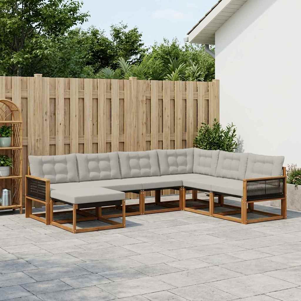Set vanjskih sofa s jastukom 8 pcs Prirodna i svjetlosiva
