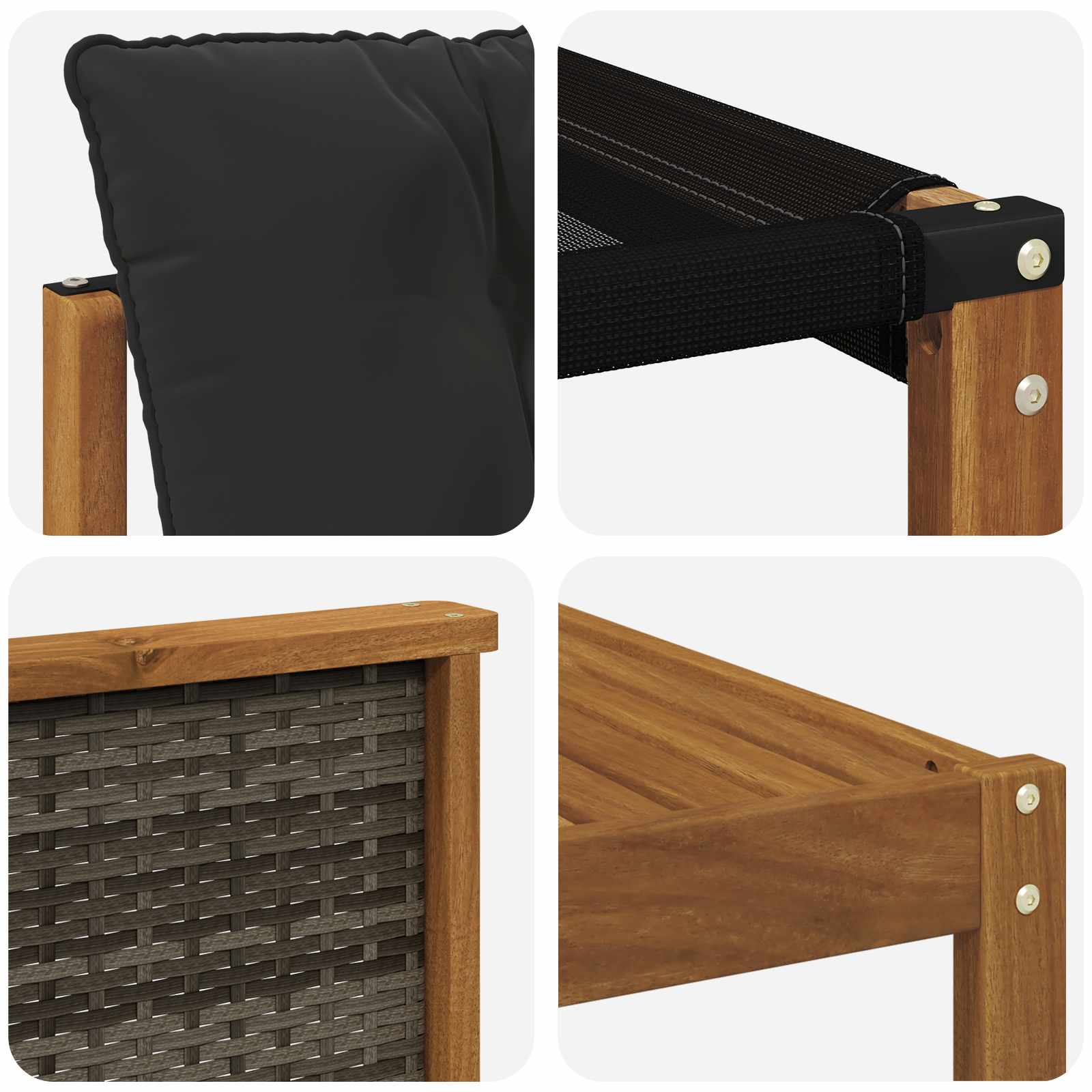 Set vanjskih sofa 9 pcs Prirodna i crna Čvrsto drvo akacije