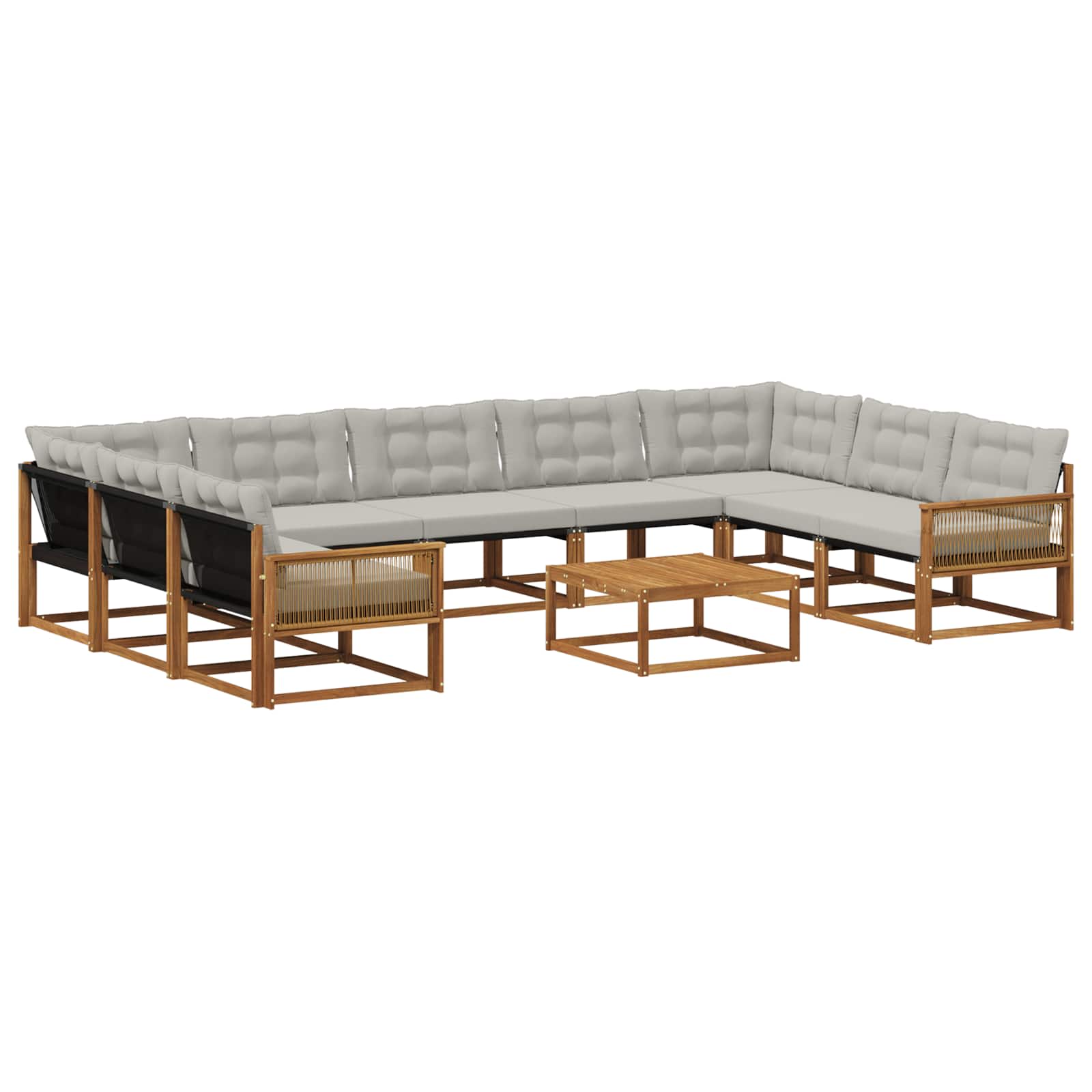 Set vanjskih sofa s jastukom 10 pcs Prirodna i svjetlosiva